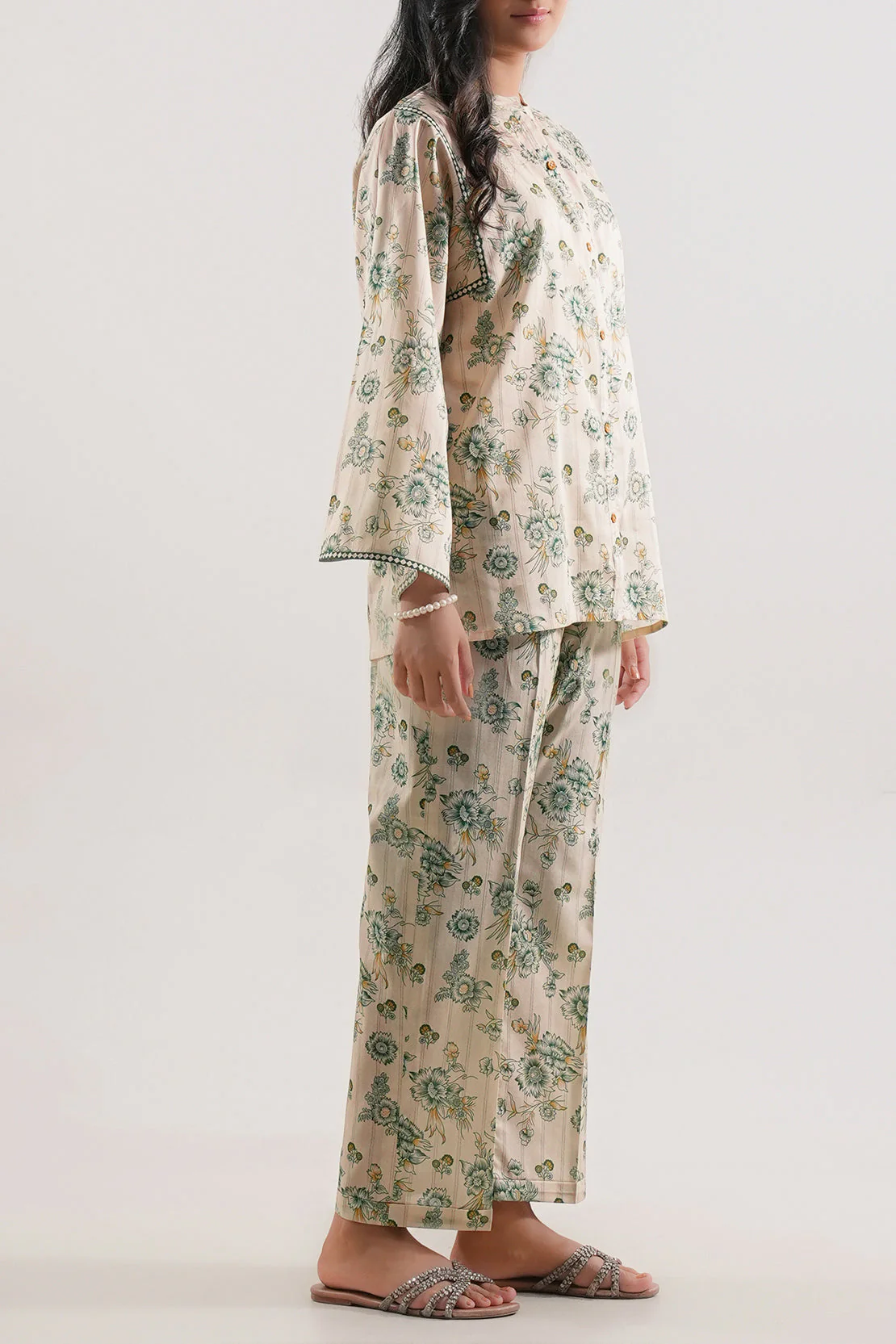 Unstitched Printed Self Strip Lawn 2 Piece (Shirt/Trouser) - Image 3
