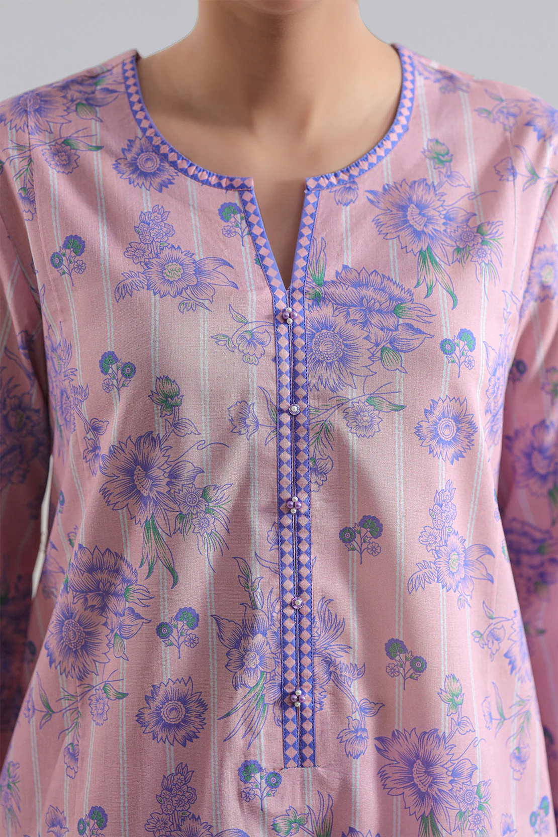 Unstitched Printed Self Strip Lawn 2 Piece (Shirt/Trouser) - Image 3