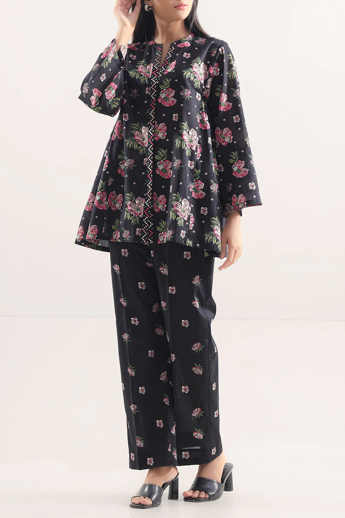 Unstitched Printed Self Strip Lawn 2 Piece (Shirt/Trouser)