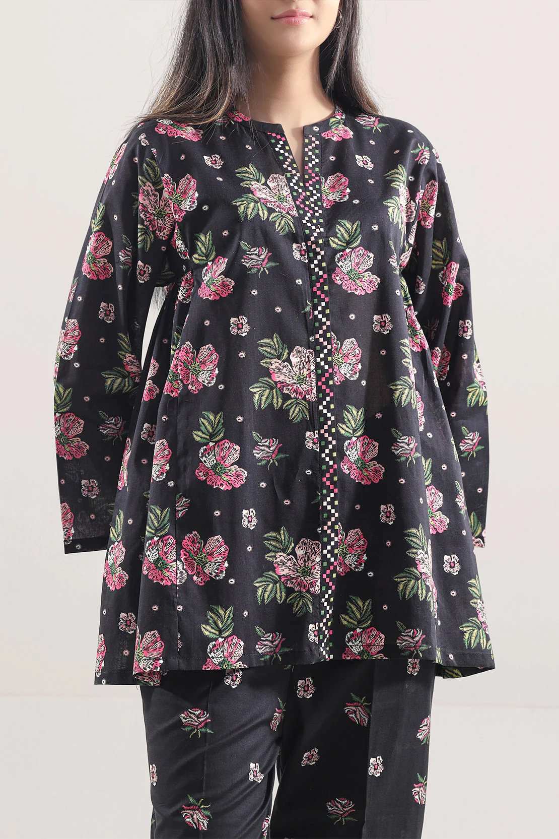 Unstitched Printed Self Strip Lawn 2 Piece (Shirt/Trouser) - Image 2