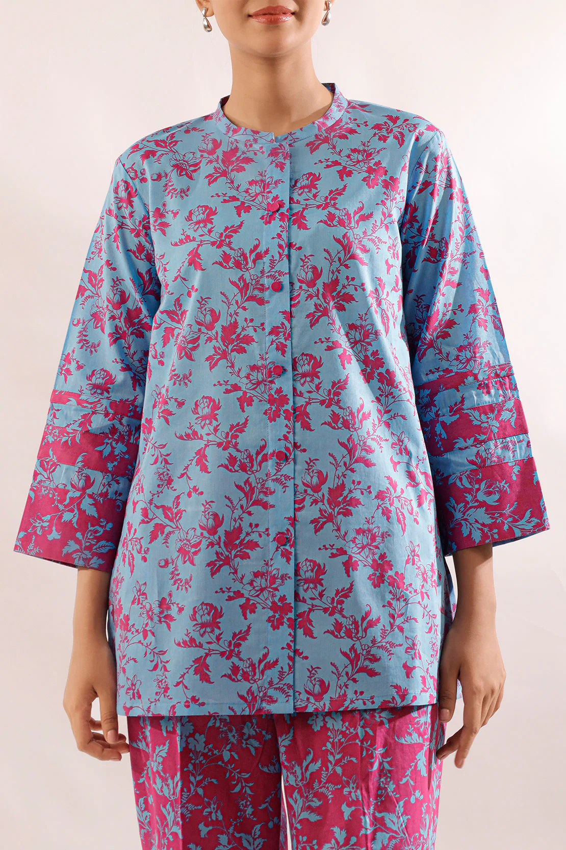 Unstitched Printed Self Strip Lawn 2 Piece (Shirt/Trouser) - Image 3