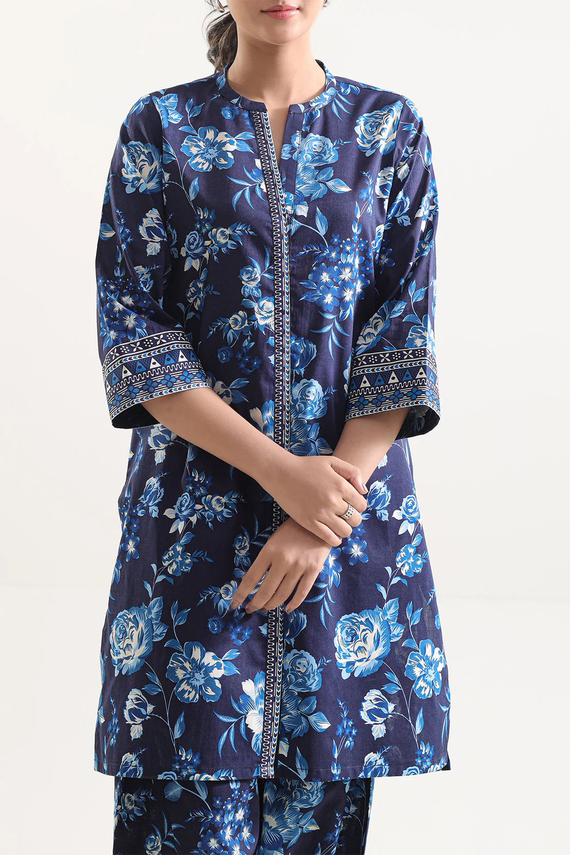 Unstitched Printed Self Strip Lawn 2 Piece (Shirt/Trouser) - Image 2