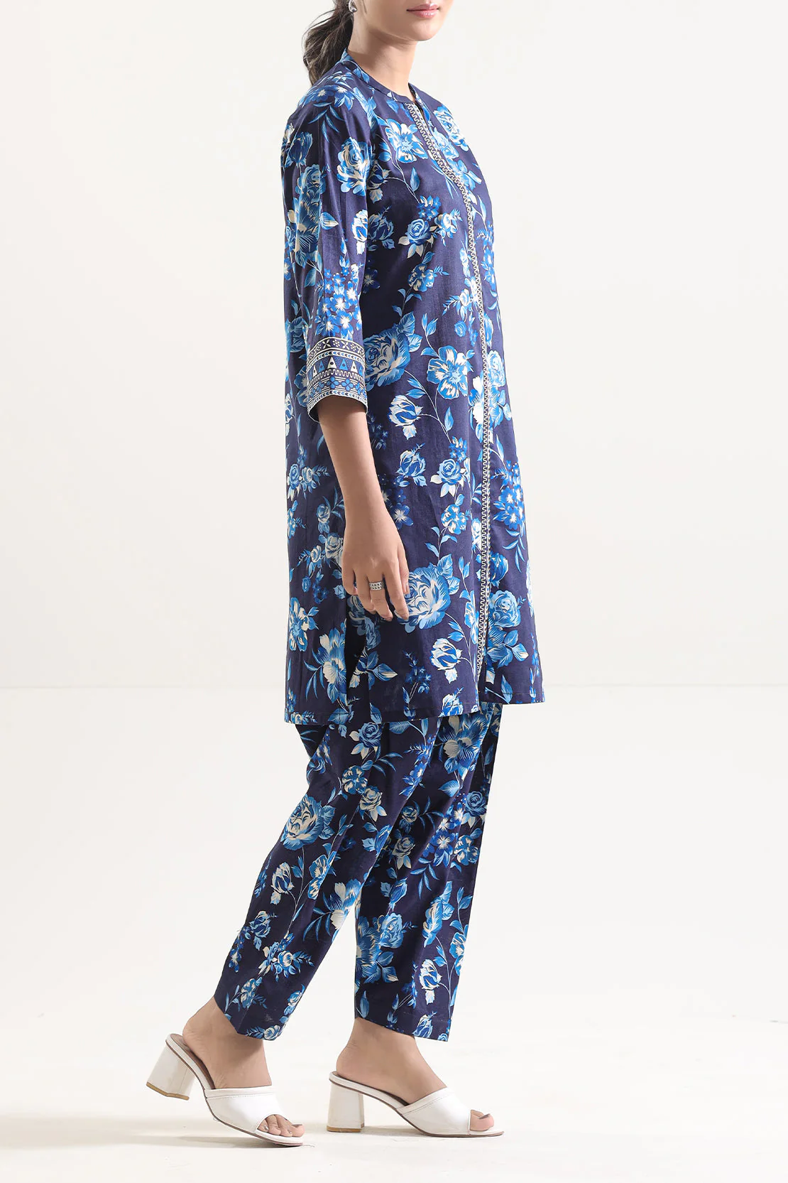 Unstitched Printed Self Strip Lawn 2 Piece (Shirt/Trouser) - Image 3