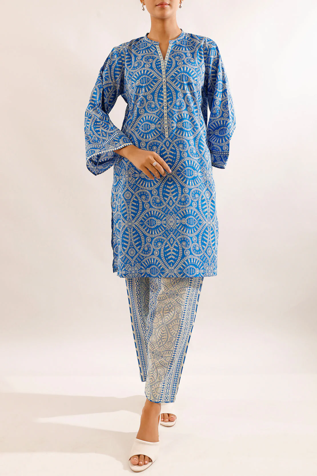 Unstitched Printed Self Strip Lawn 2 Piece (Shirt/Trouser)