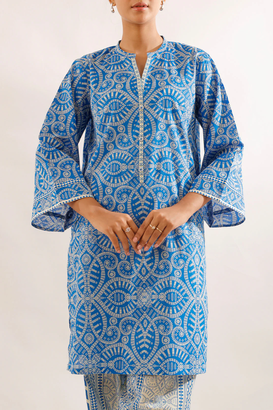 Unstitched Printed Self Strip Lawn 2 Piece (Shirt/Trouser) - Image 2