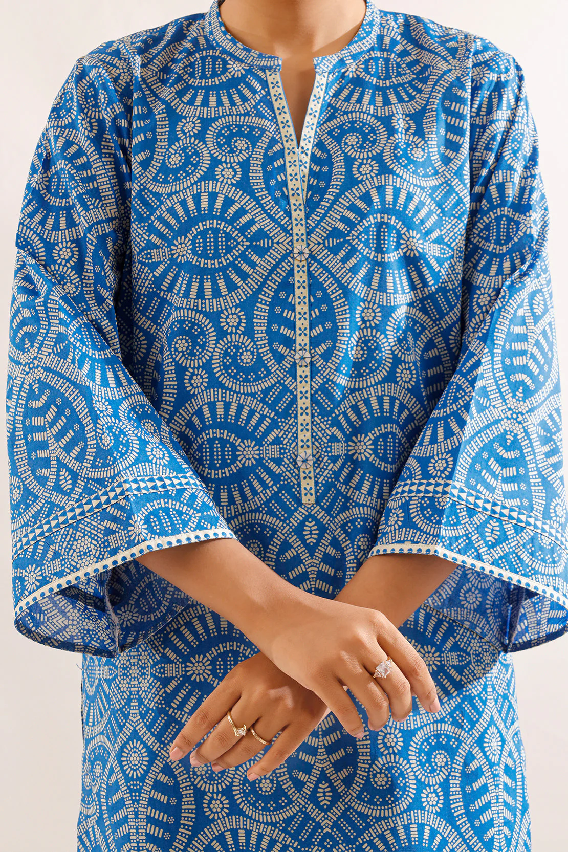 Unstitched Printed Self Strip Lawn 2 Piece (Shirt/Trouser) - Image 3