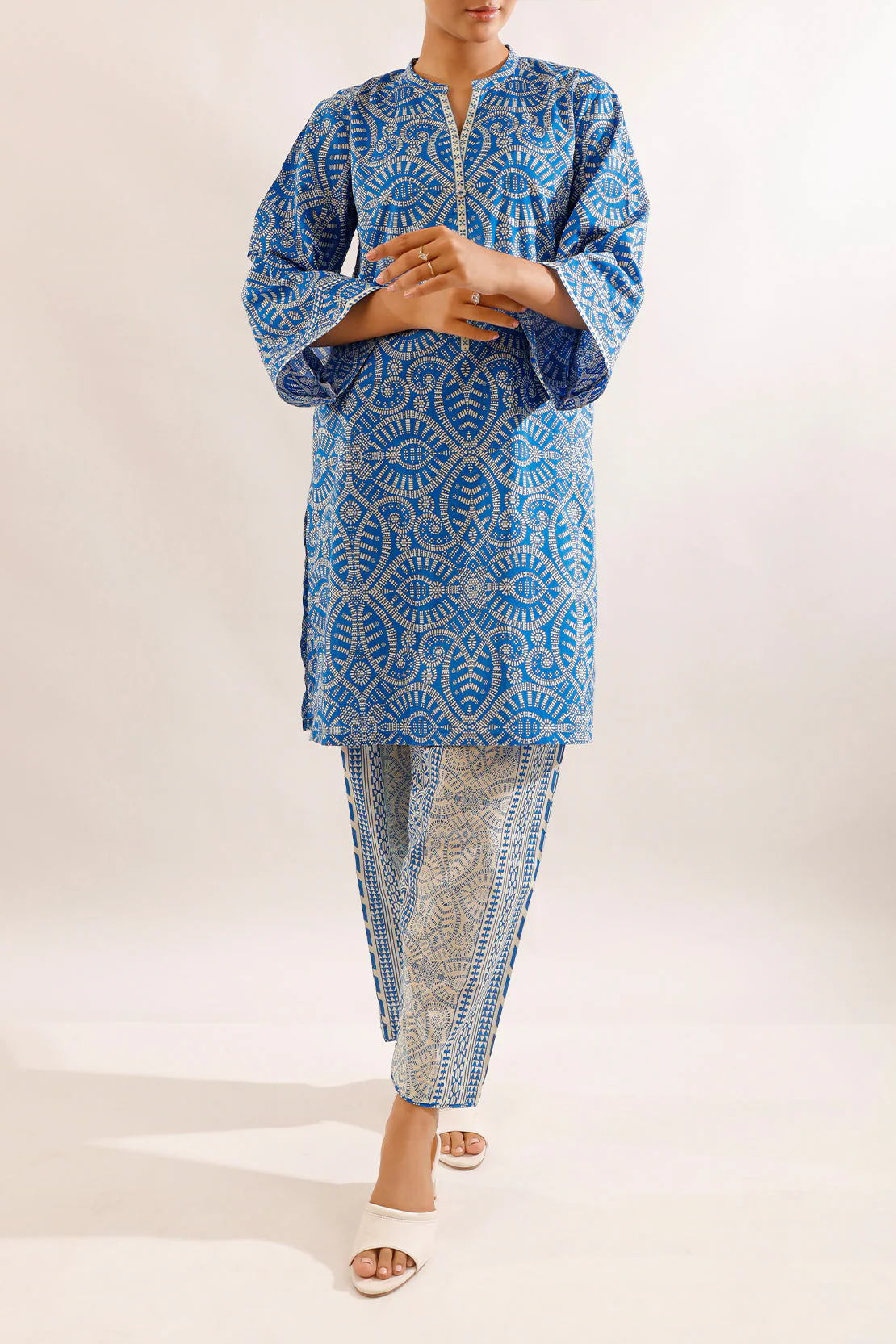 Unstitched Printed Self Strip Lawn 2 Piece (Shirt/Trouser) - Image 5