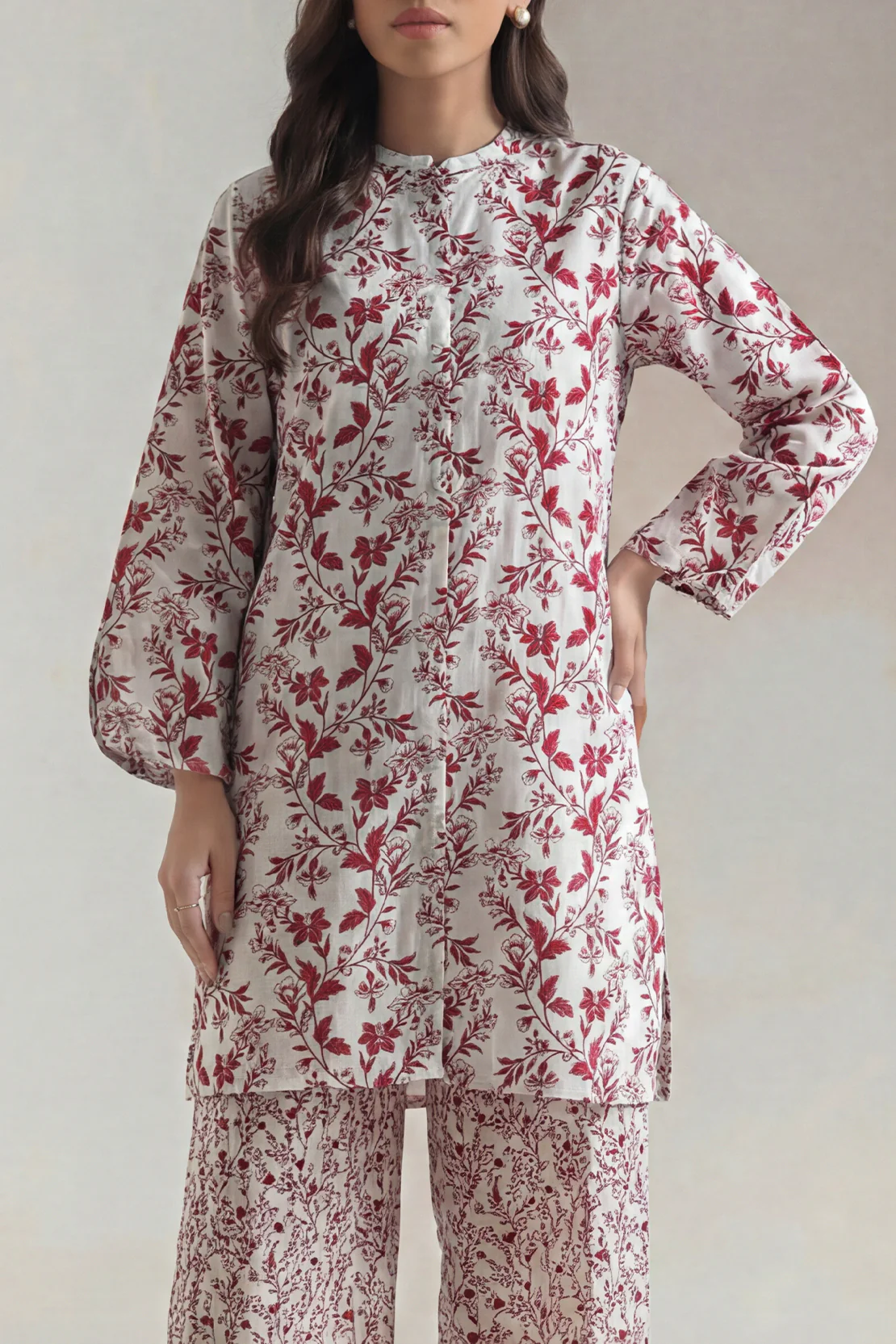 Unstitched Printed Self Strip Lawn 2 Piece (Shirt/Trouser)