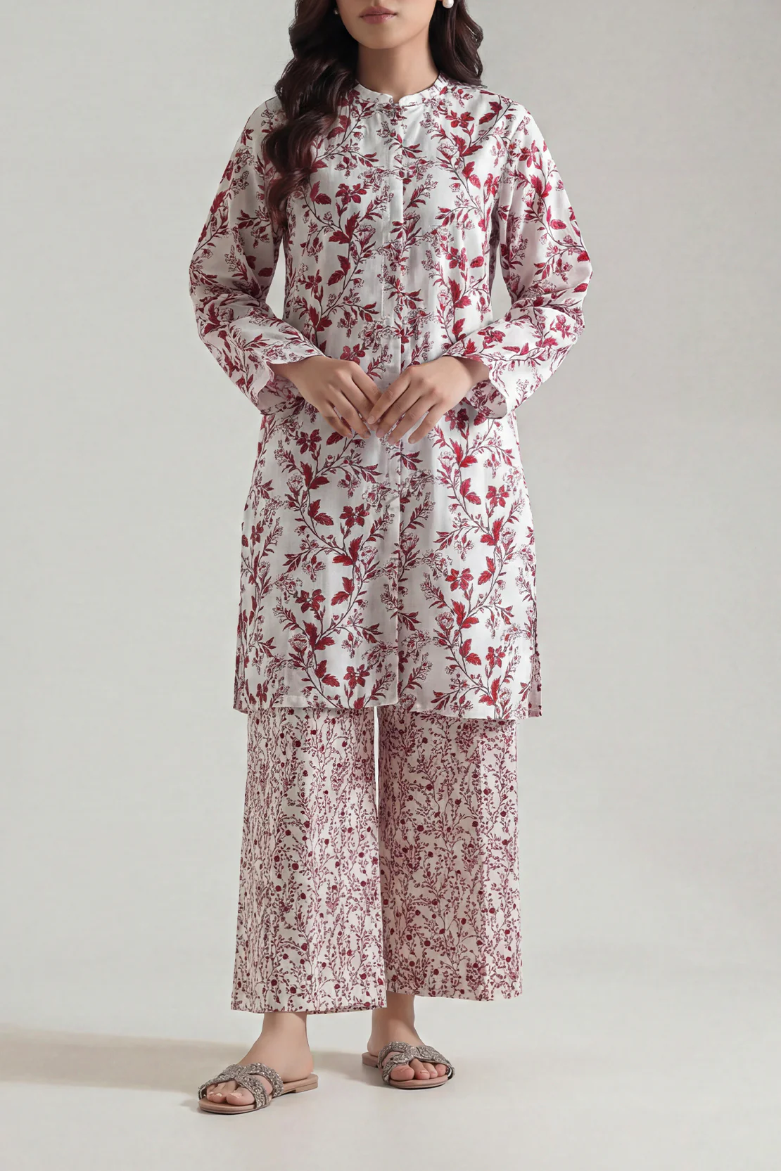 Unstitched Printed Self Strip Lawn 2 Piece (Shirt/Trouser) - Image 2