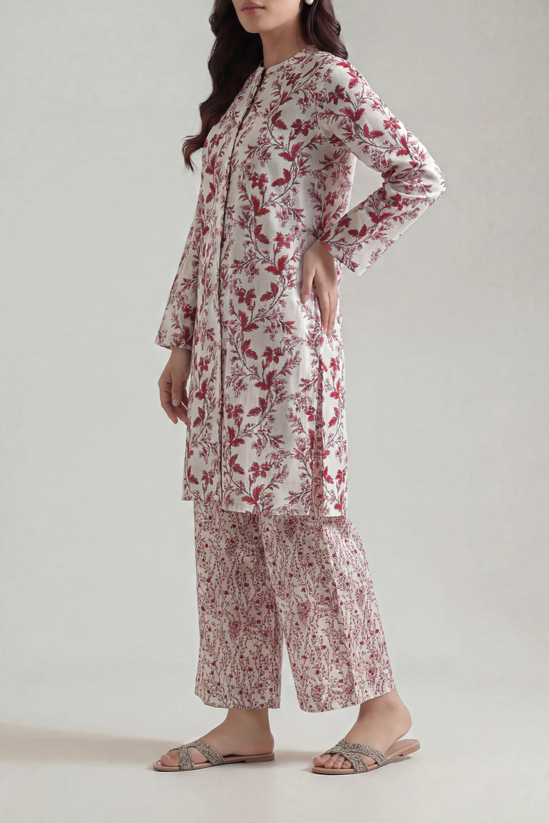 Unstitched Printed Self Strip Lawn 2 Piece (Shirt/Trouser) - Image 3