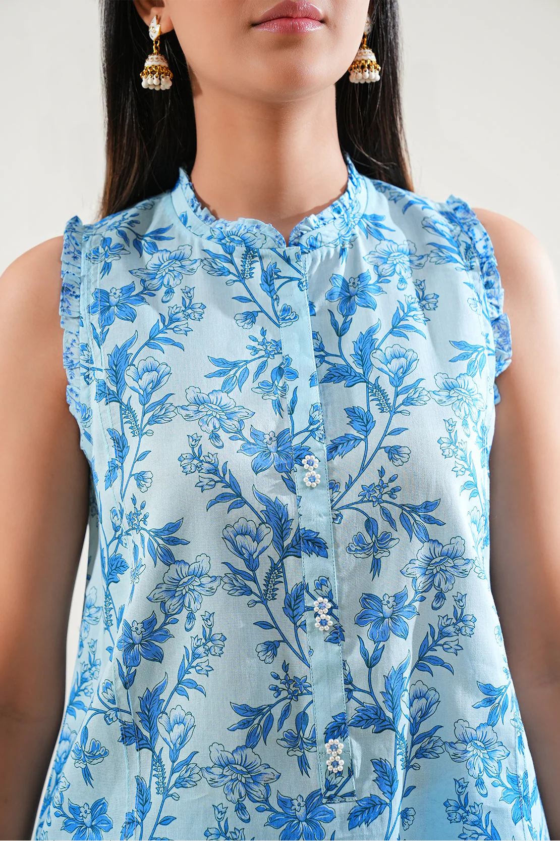 Unstitched Printed Self Strip Lawn 2 Piece (Shirt/Trouser) - Image 3