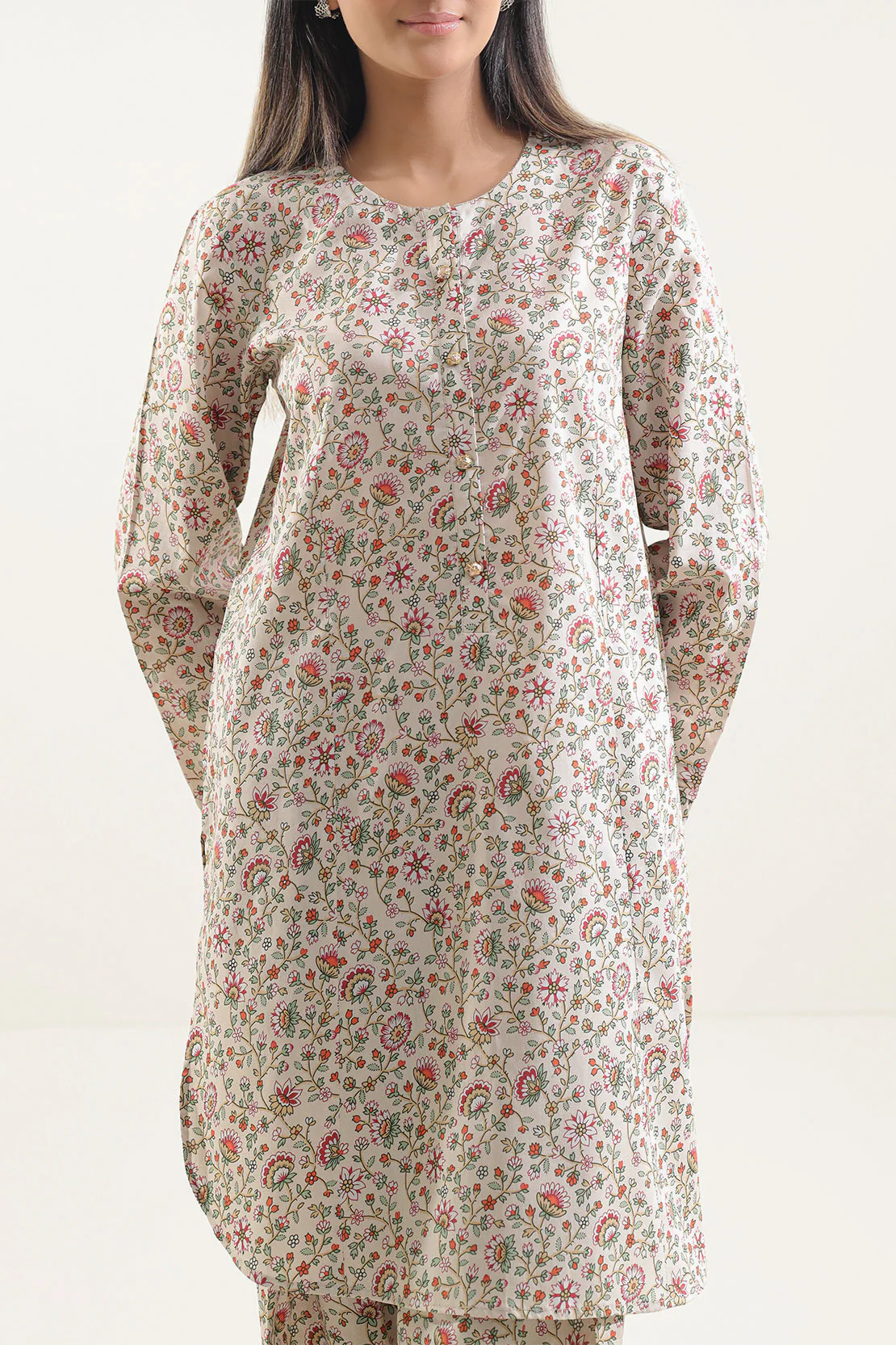 Unstitched Printed Self Strip Lawn 2 Piece (Shirt/Trouser) - Image 2