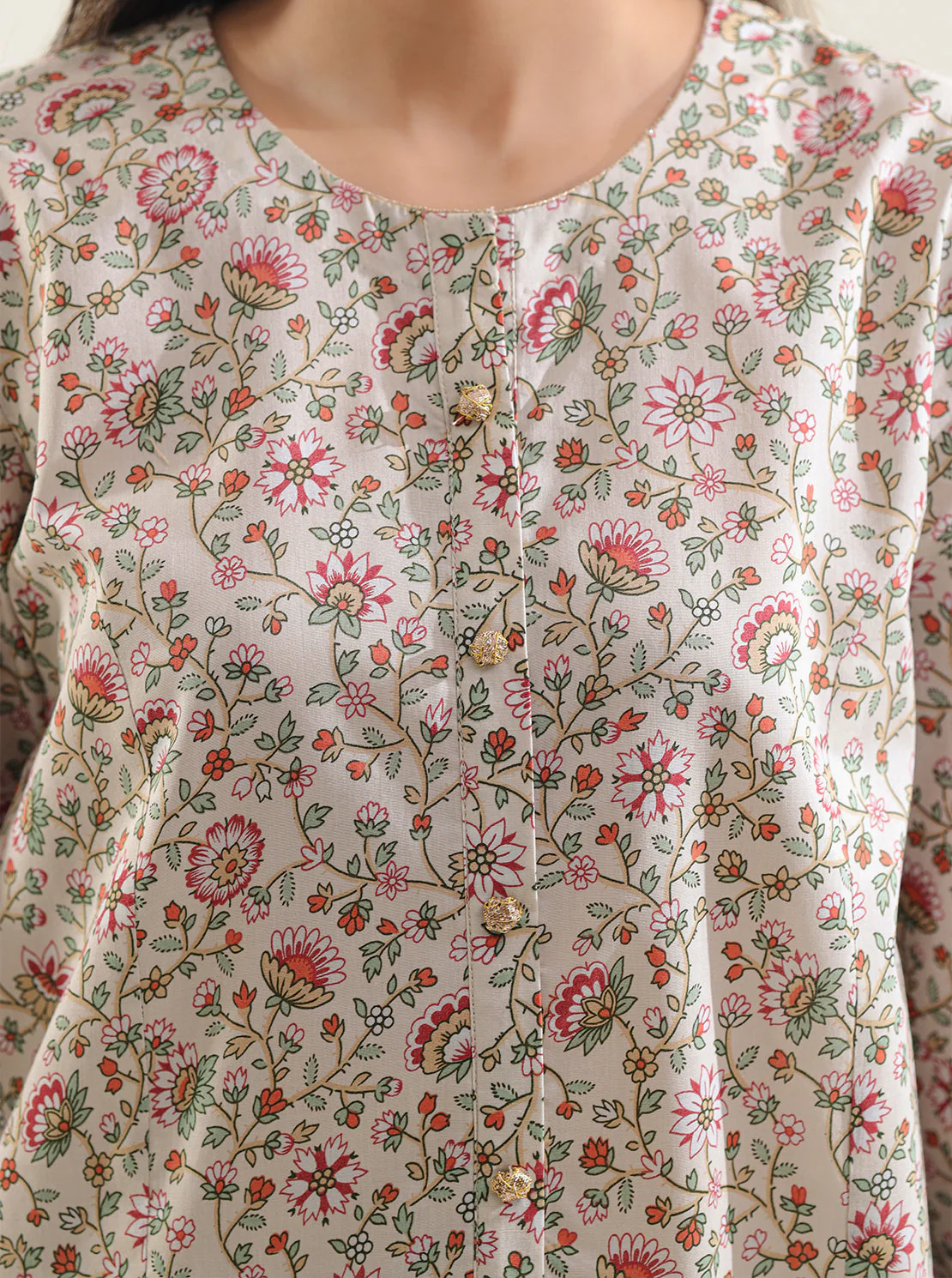 Unstitched Printed Self Strip Lawn 2 Piece (Shirt/Trouser) - Image 3