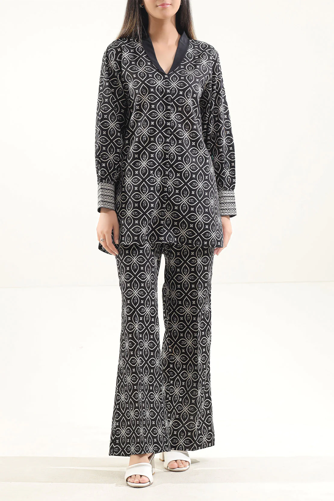 Unstitched Printed Self Strip Lawn 2 Piece (Shirt/Trouser)