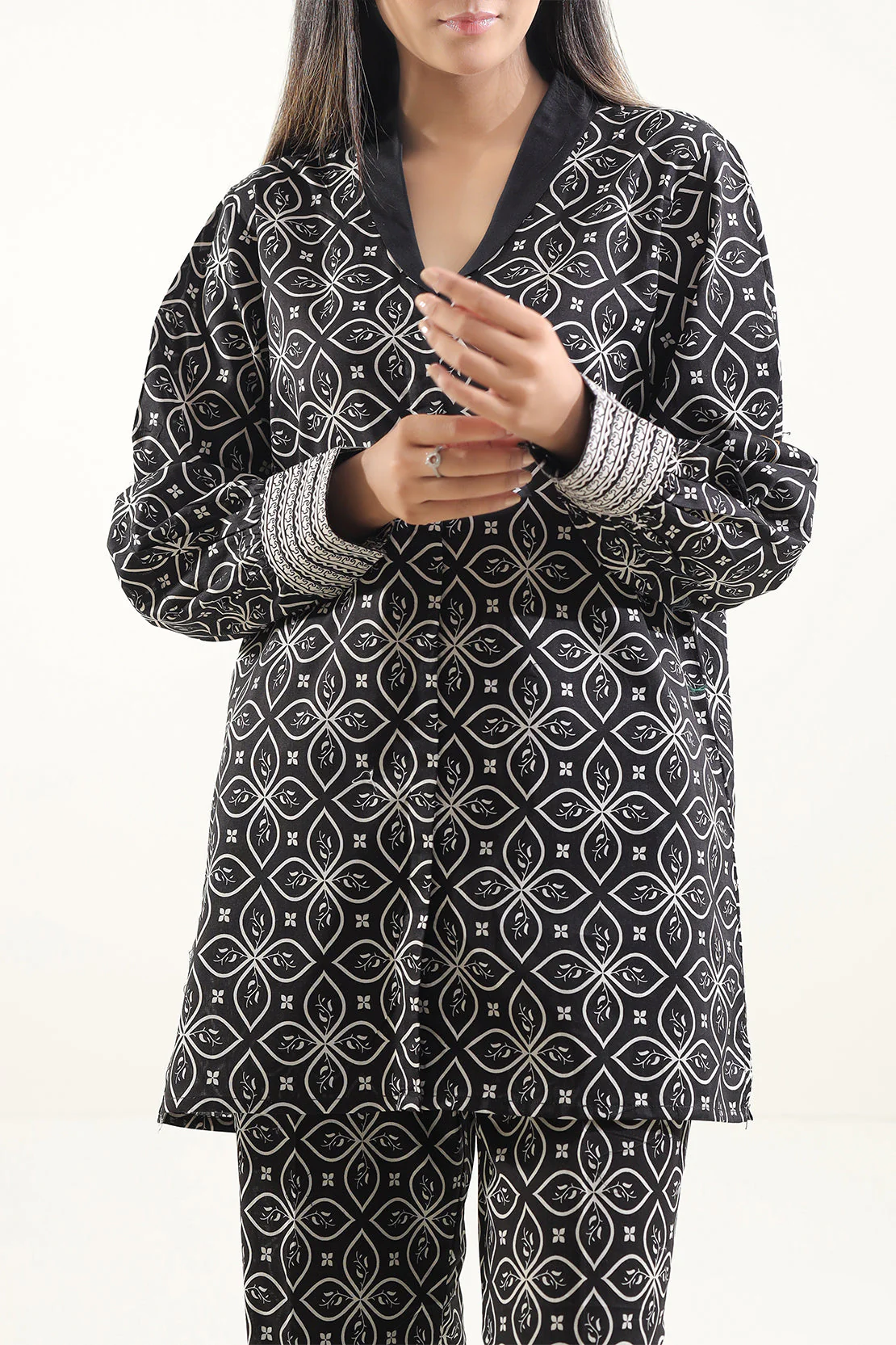 Unstitched Printed Self Strip Lawn 2 Piece (Shirt/Trouser) - Image 2