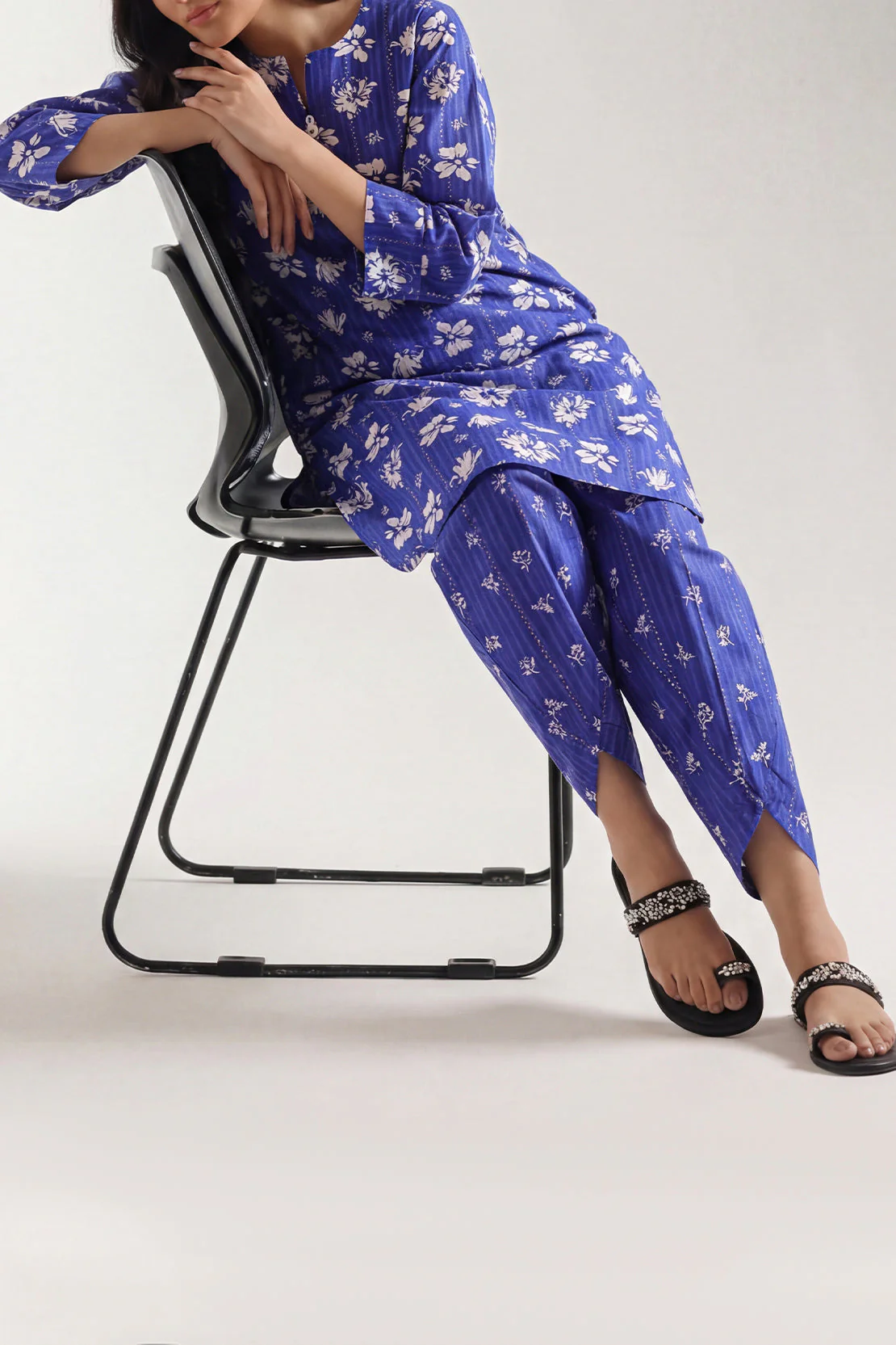 Unstitched Printed Self Strip Lawn 2 Piece (Shirt/Trouser)