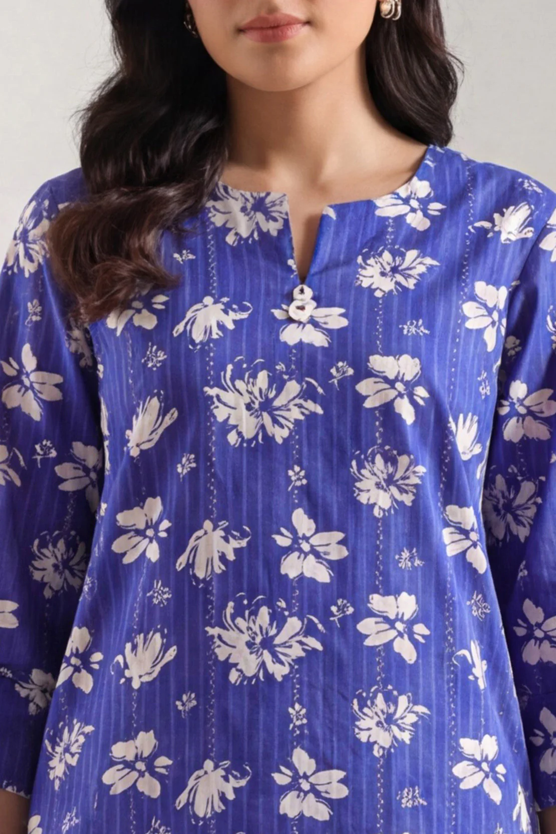 Unstitched Printed Self Strip Lawn 2 Piece (Shirt/Trouser) - Image 4
