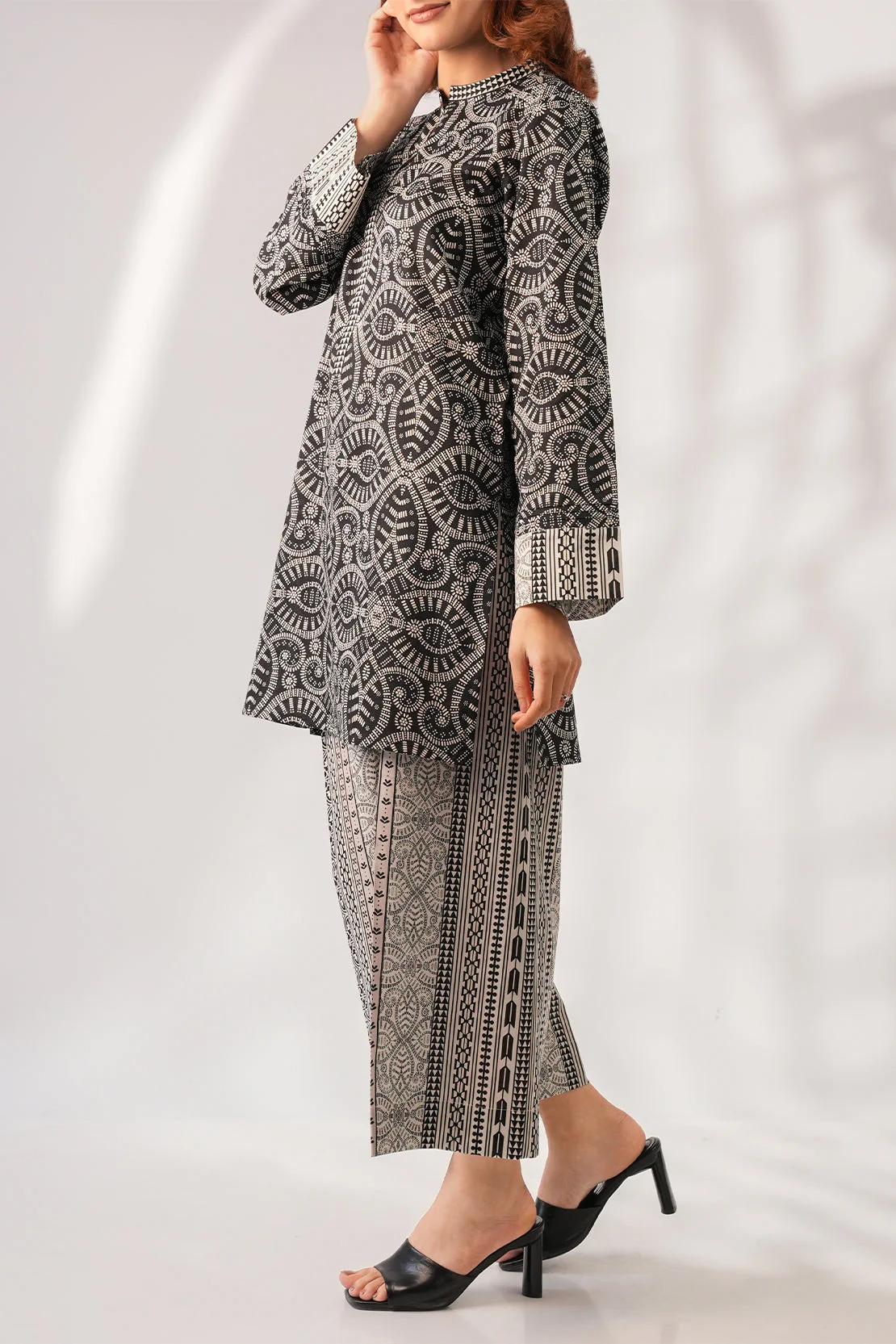 Unstitched Printed Self Strip Lawn 2 Piece (Shirt/Trouser) - Image 3