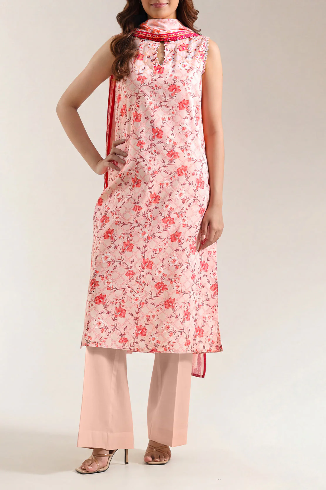 Unstitched Printed Self Strip Lawn 3 Piece - Image 3