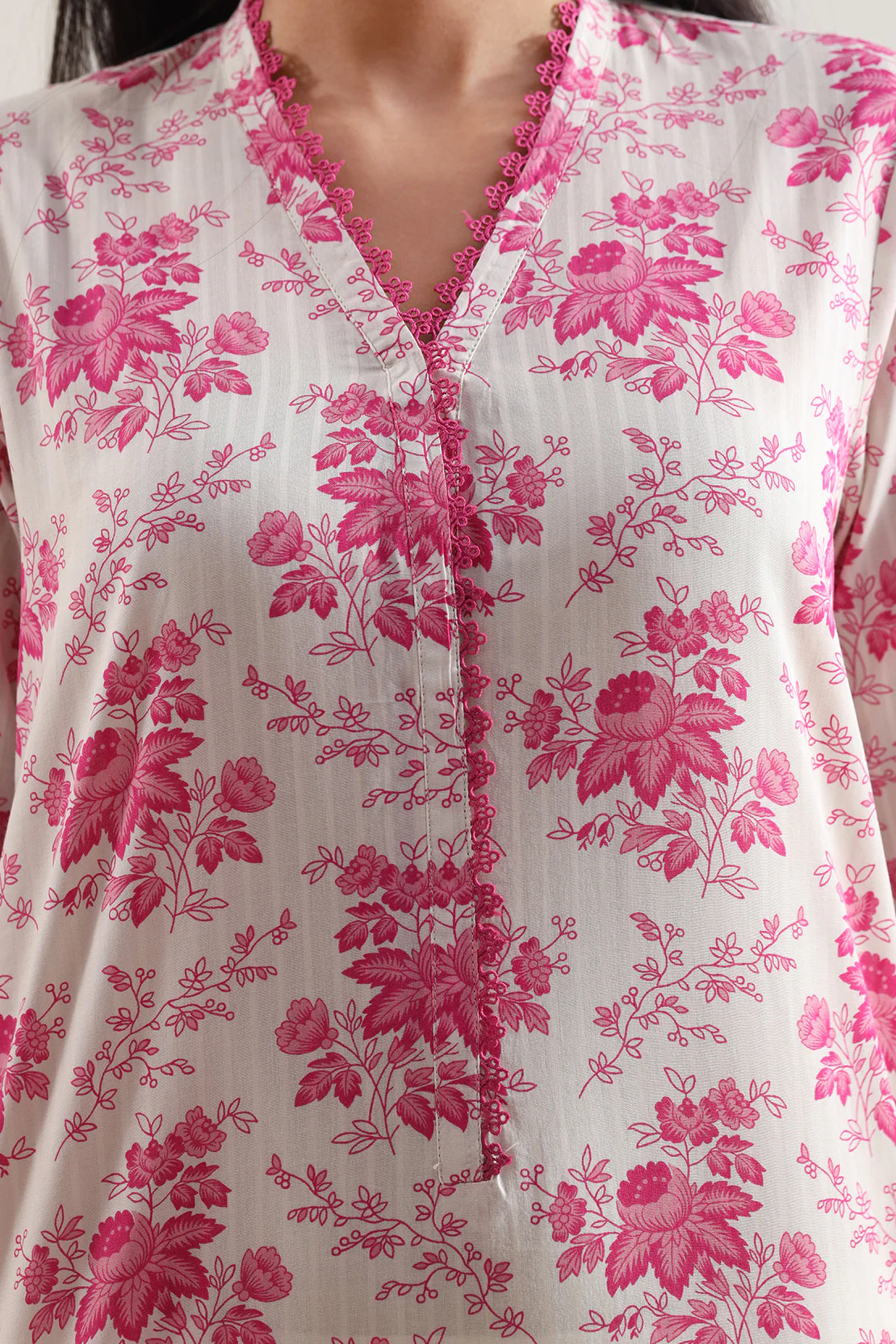 Unstitched Printed Self Strip Lawn 3 Piece - Image 3