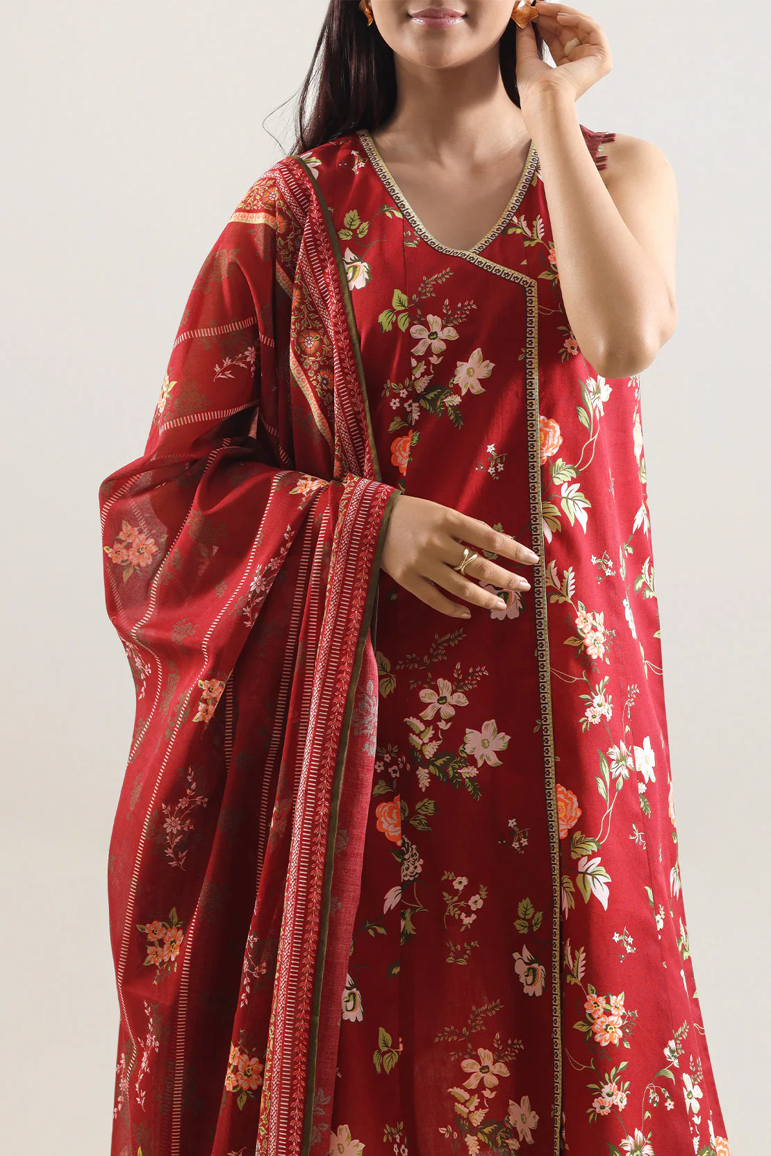 Unstitched Printed Self Strip Lawn 3 Piece - Image 2