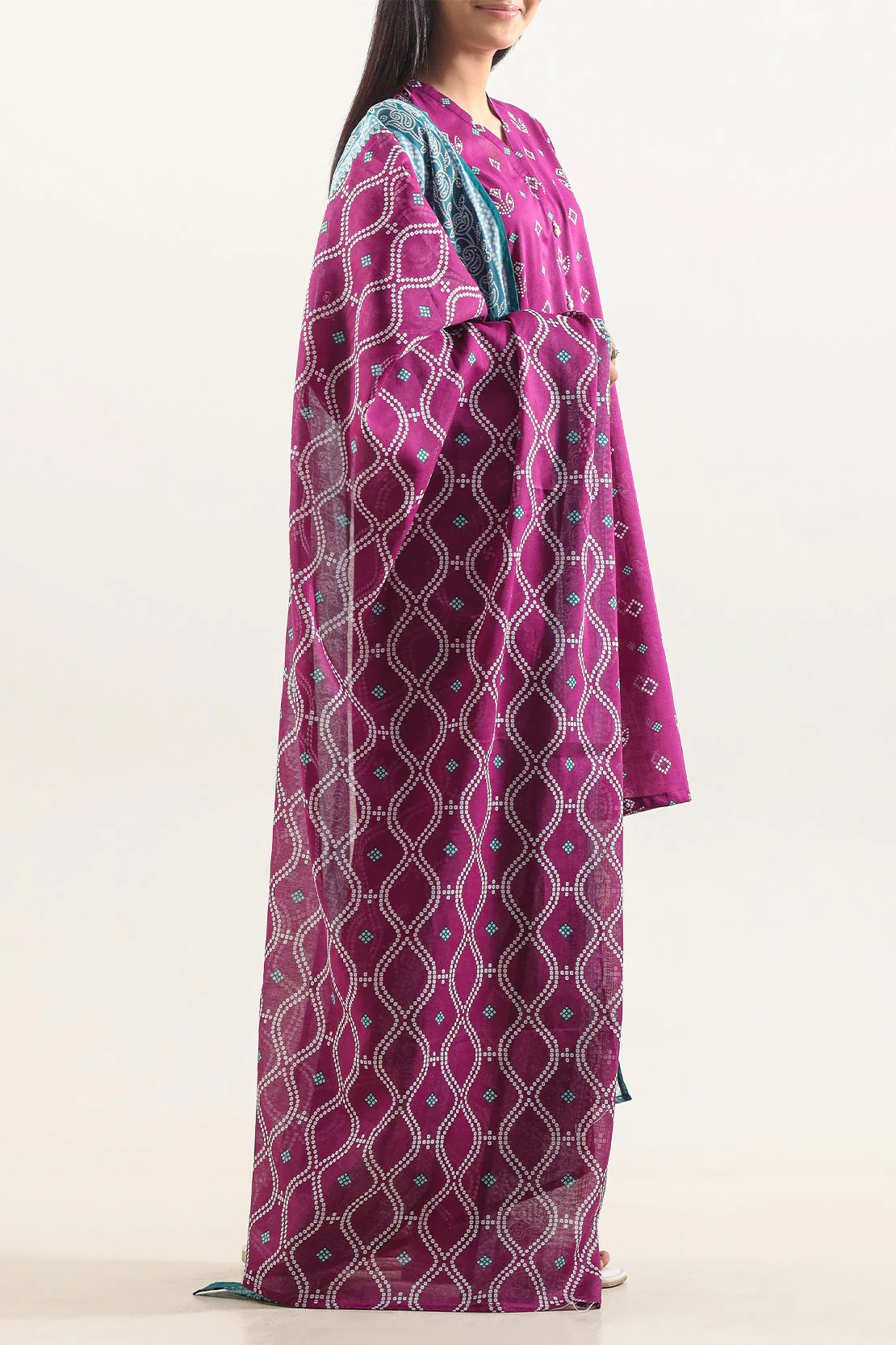 Unstitched Printed Self Strip Lawn 3 Piece - Image 4