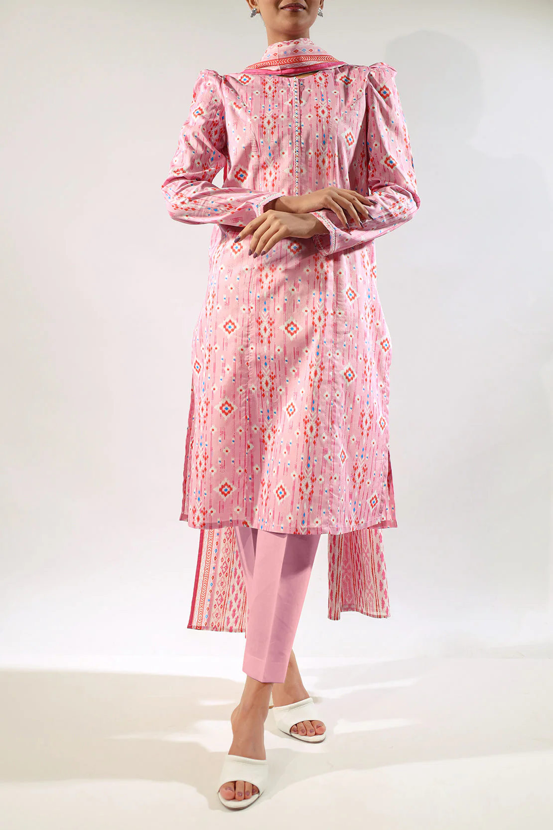 Unstitched Printed Self Strip Lawn 3 Piece - Image 6