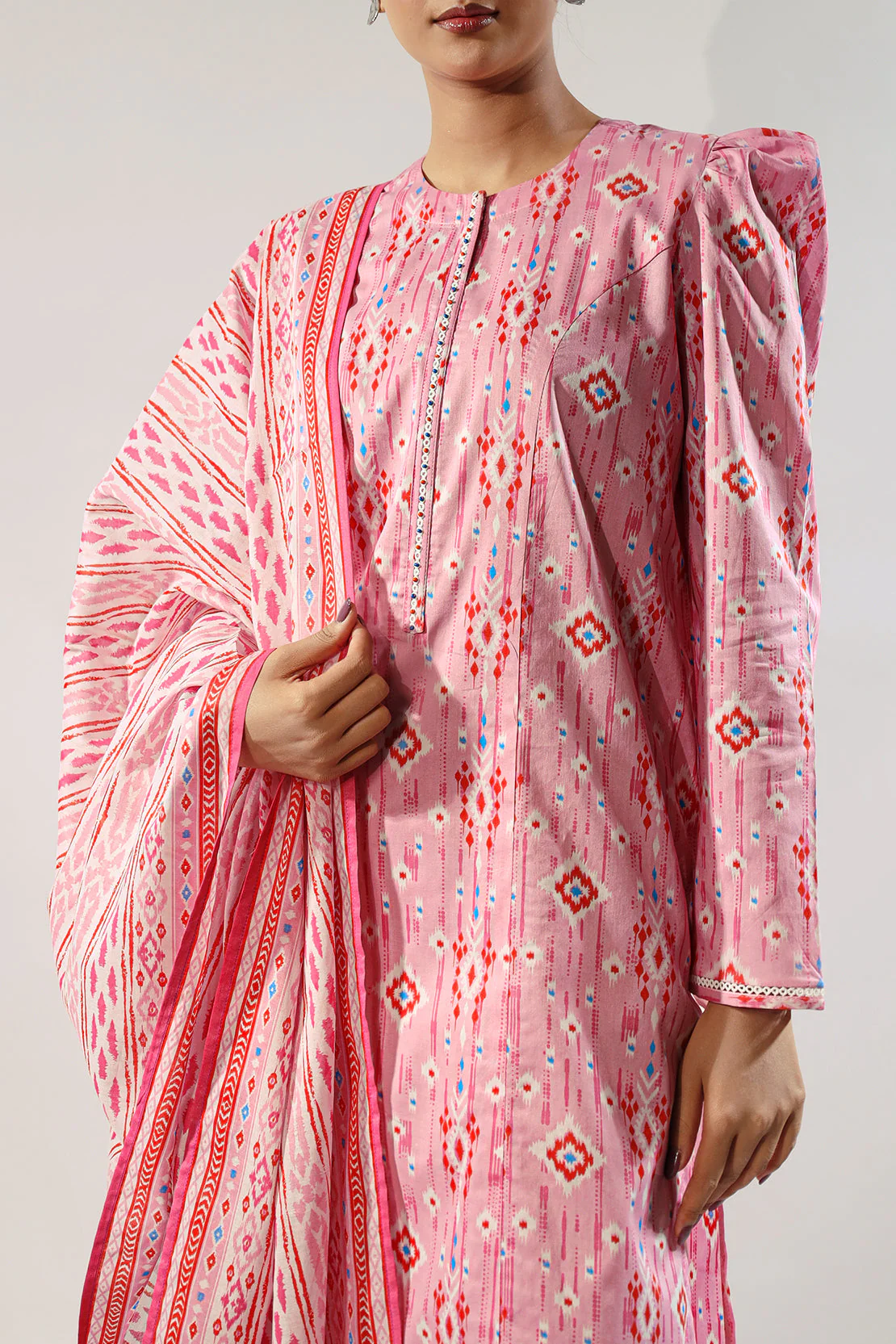 Unstitched Printed Self Strip Lawn 3 Piece - Image 7