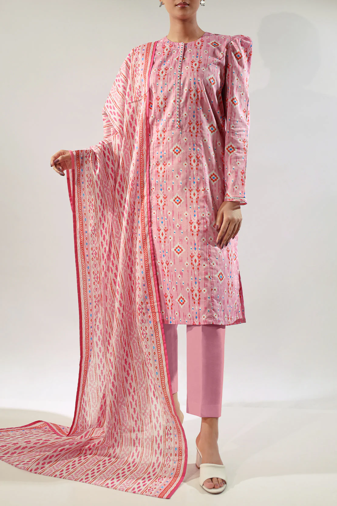 Unstitched Printed Self Strip Lawn 3 Piece - Image 8