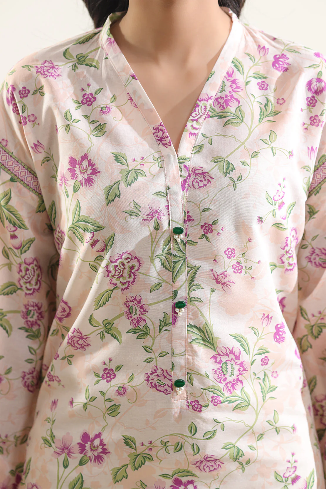 Unstitched Printed Self Strip Lawn 3 Piece - Image 3