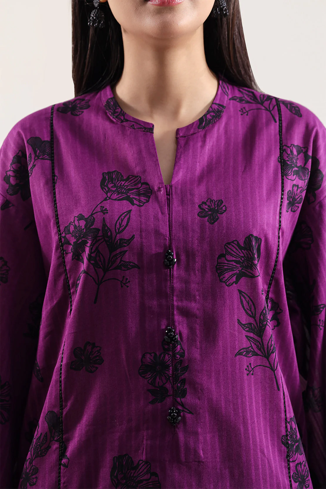 Unstitched Printed Self Strip Lawn 3 Piece - Image 3