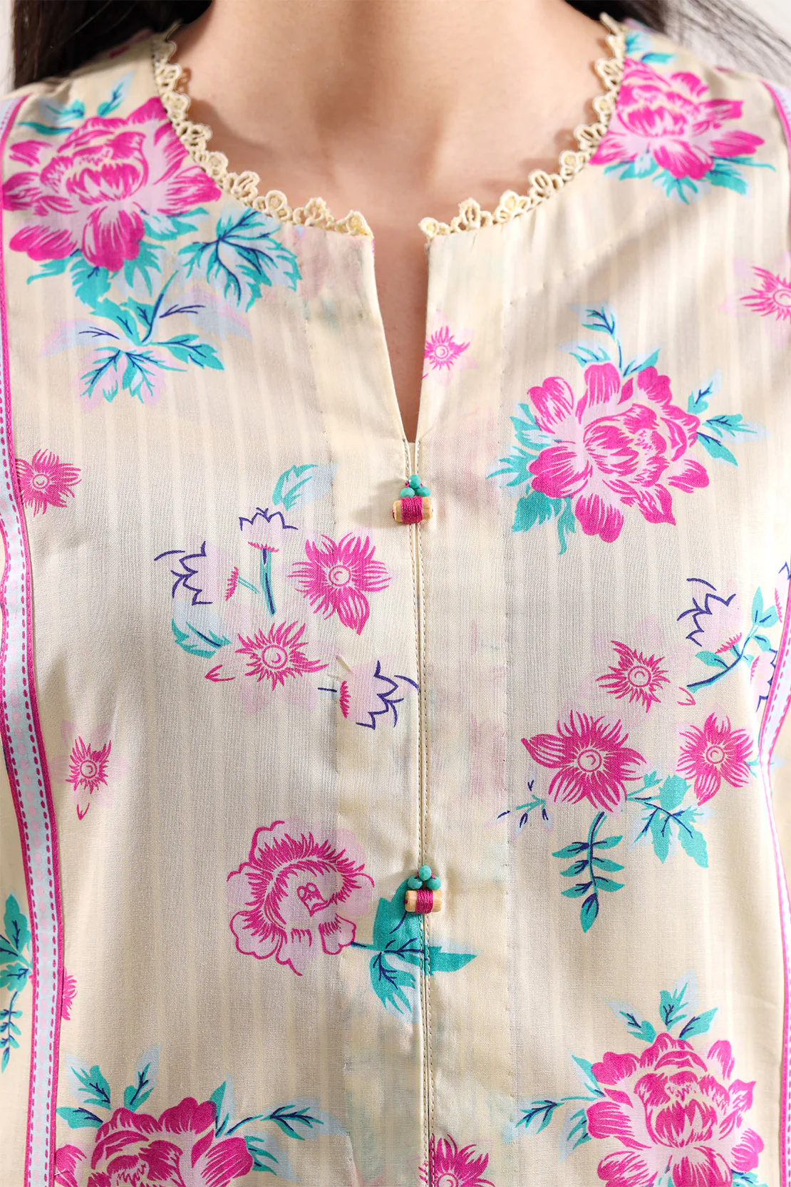 Unstitched Printed Self Strip Lawn 3 Piece - Image 3