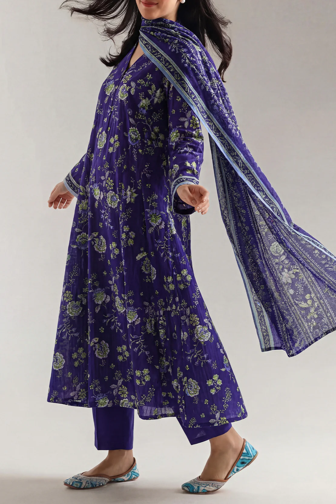 Unstitched Printed Self Strip Lawn 3 Piece