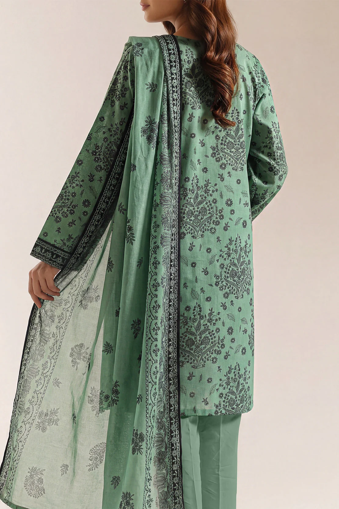 Unstitched Printed Self Strip Lawn 3 Piece - Image 4