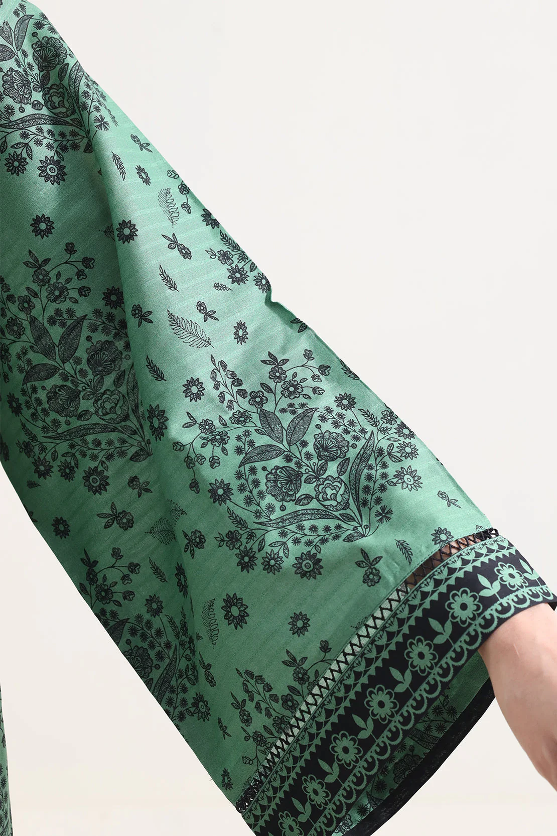 Unstitched Printed Self Strip Lawn 3 Piece - Image 6