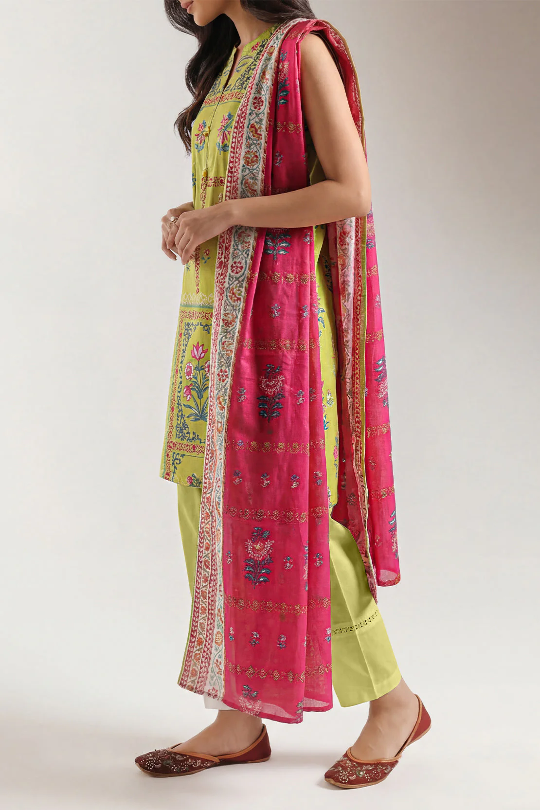 Unstitched Printed Self Strip Lawn 3 Piece