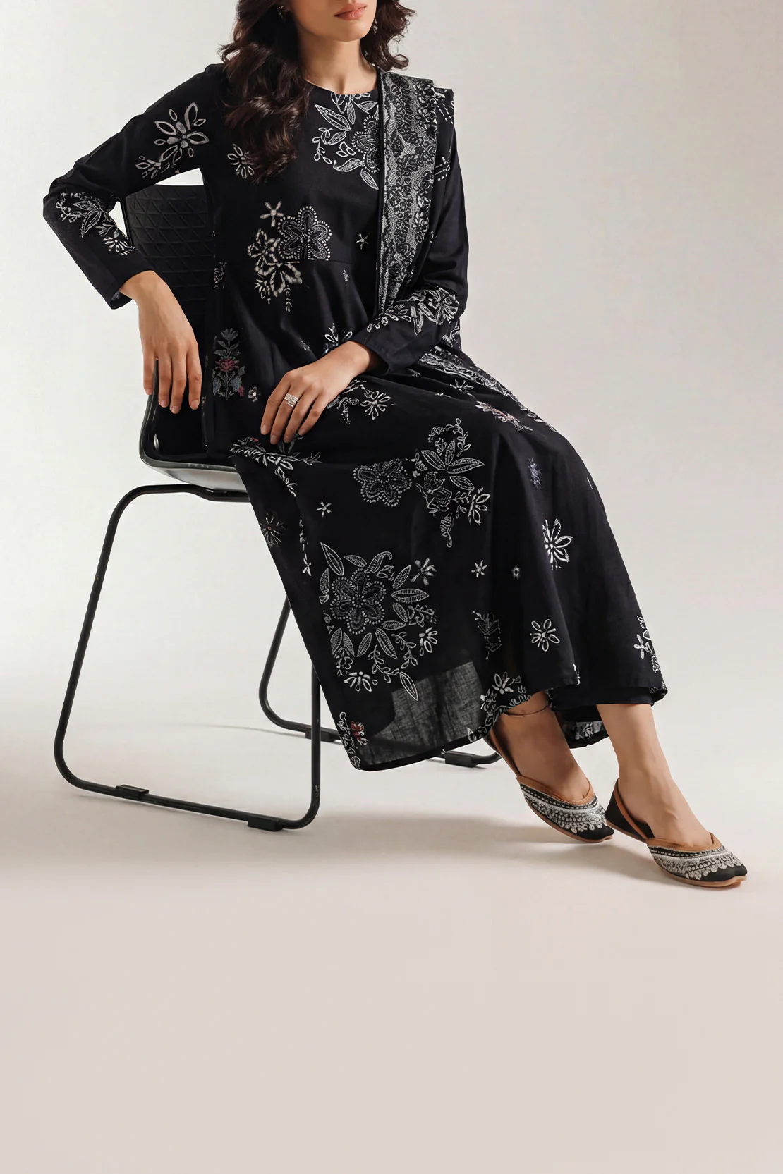Unstitched Printed Self Strip Lawn 3 Piece