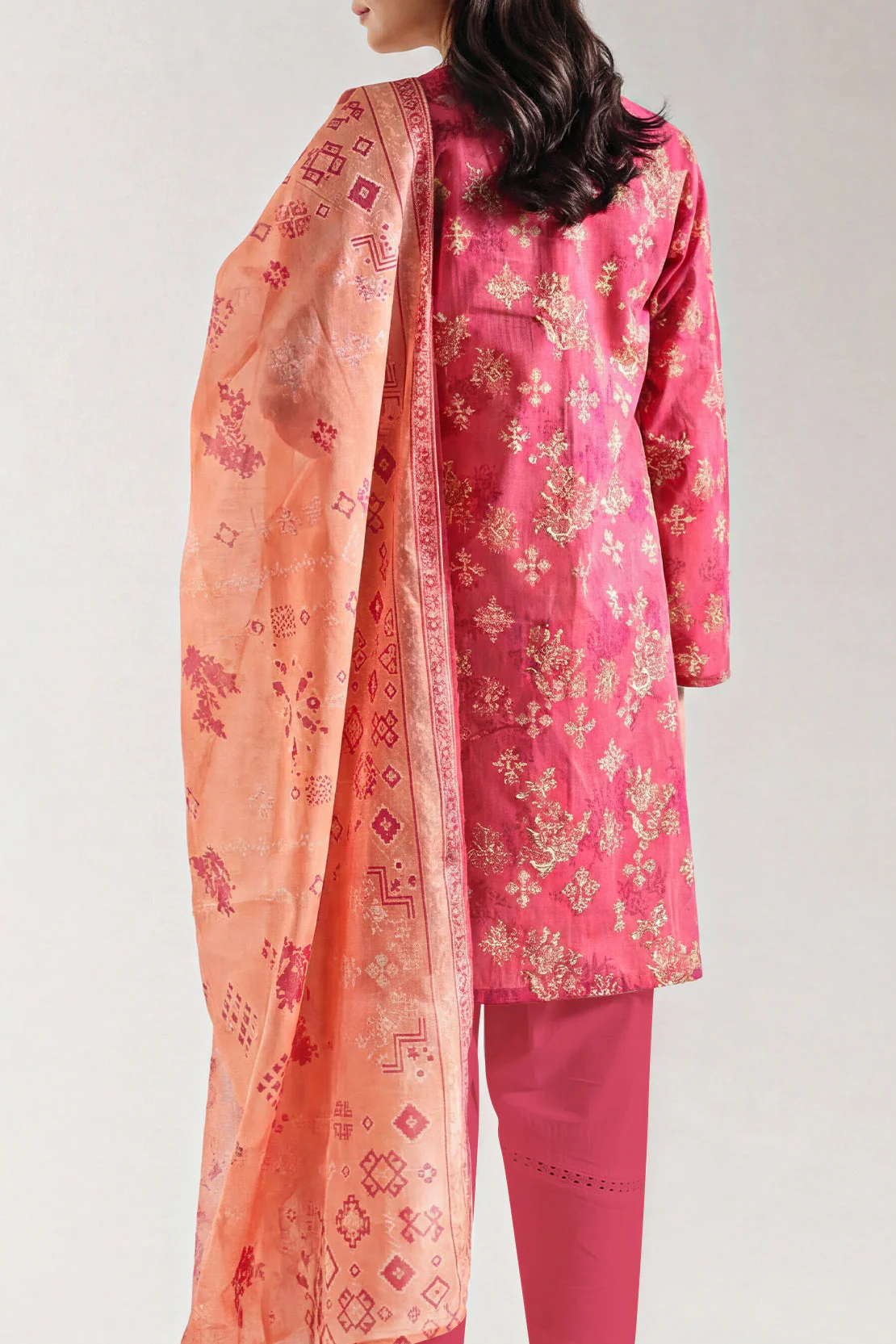 Unstitched Printed Self Strip Lawn 3 Piece - Image 3