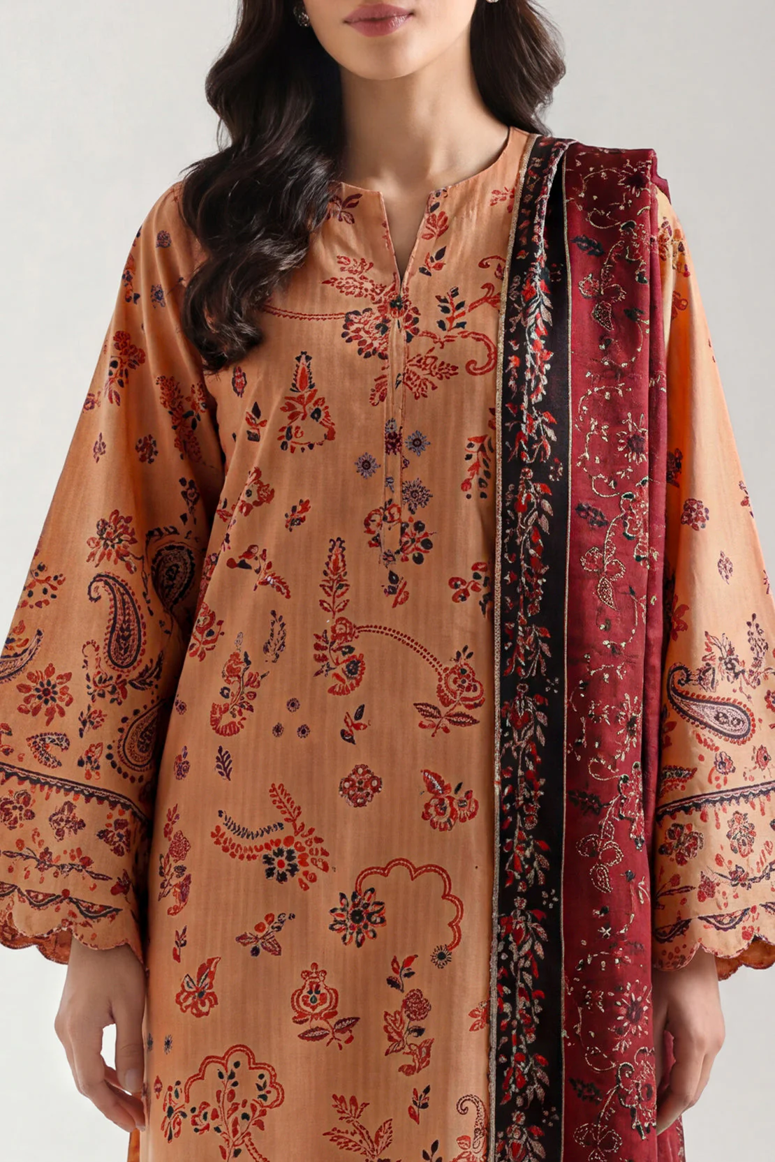 Unstitched Printed Self Strip Lawn 3 Piece - Image 3
