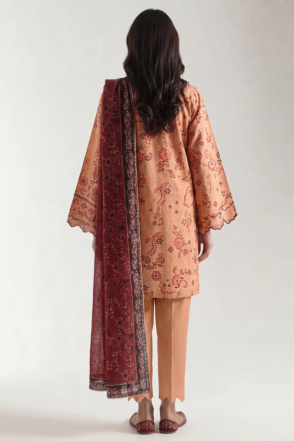 Unstitched Printed Self Strip Lawn 3 Piece - Image 4
