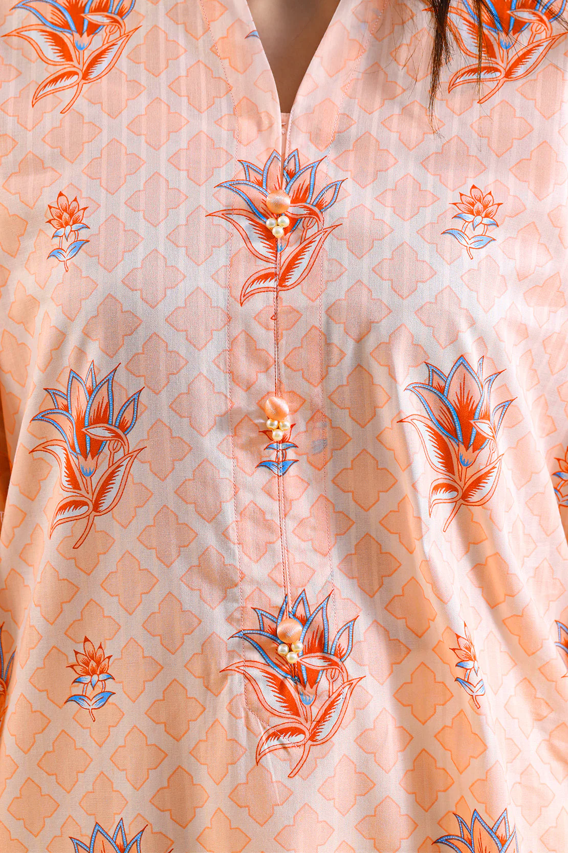 Unstitched Printed Self Strip Lawn 3 Piece - Image 4
