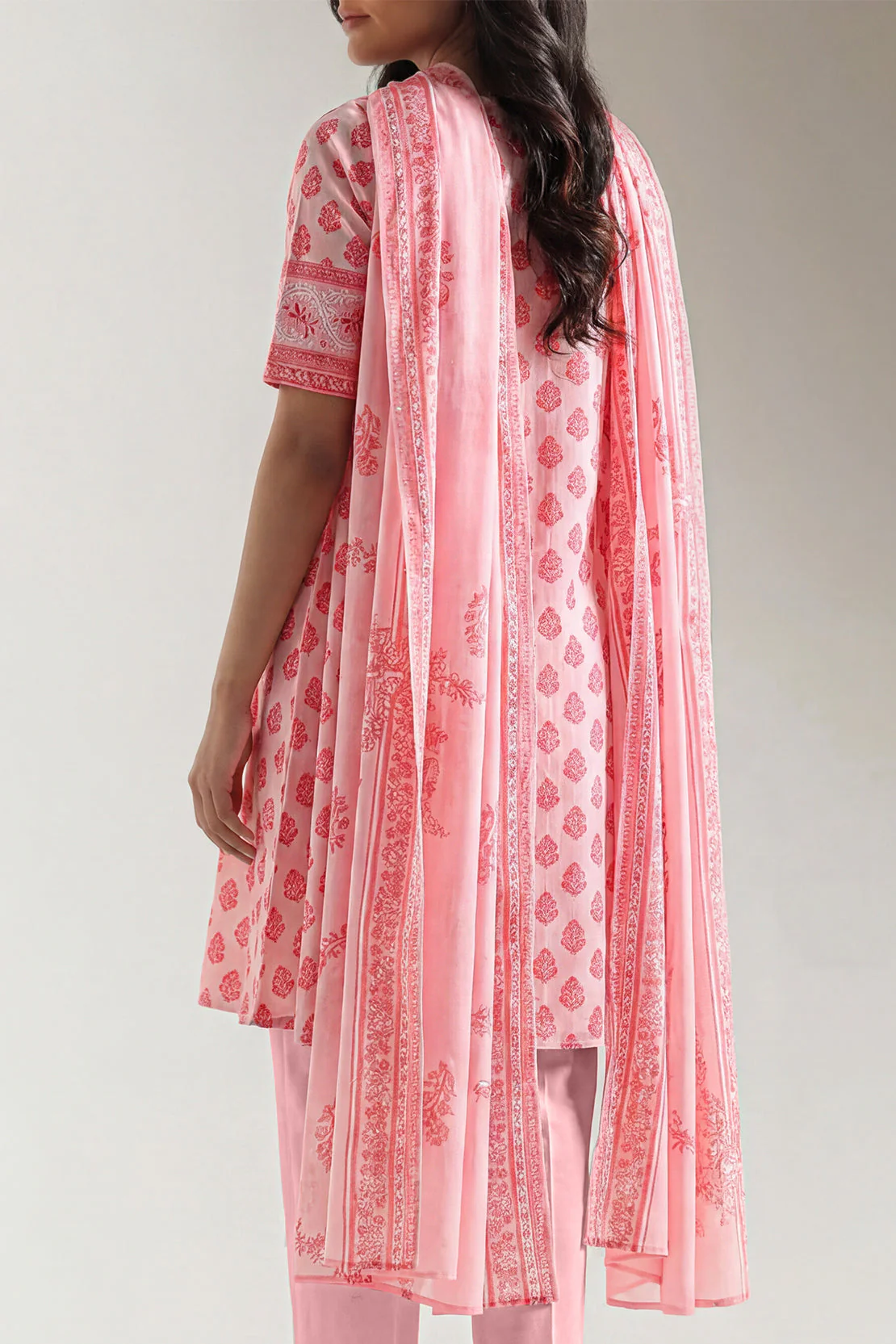 Unstitched Printed Self Strip Lawn 3 Piece - Image 3