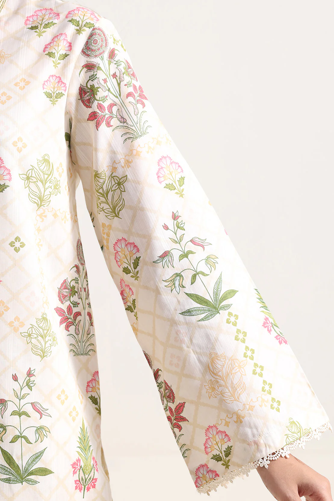 Unstitched Printed Self Strip Lawn 3 Piece - Image 6