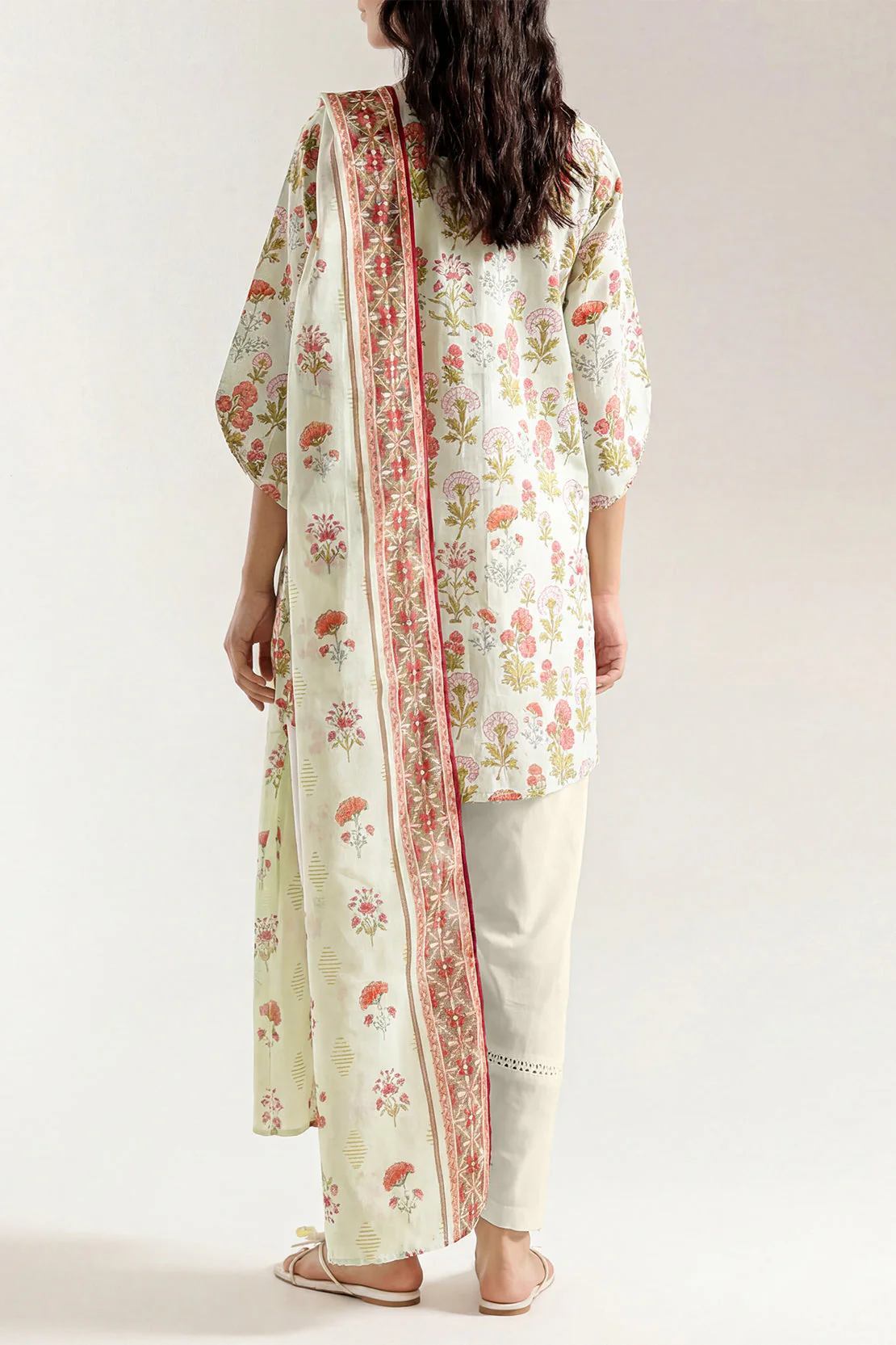Unstitched Printed Self Strip Lawn 3 Piece - Image 3