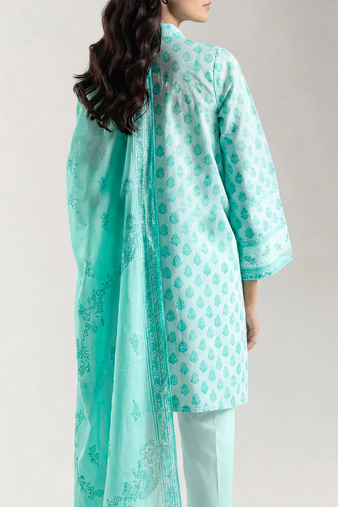 Unstitched Printed Self Strip Lawn 3 Piece - Image 4