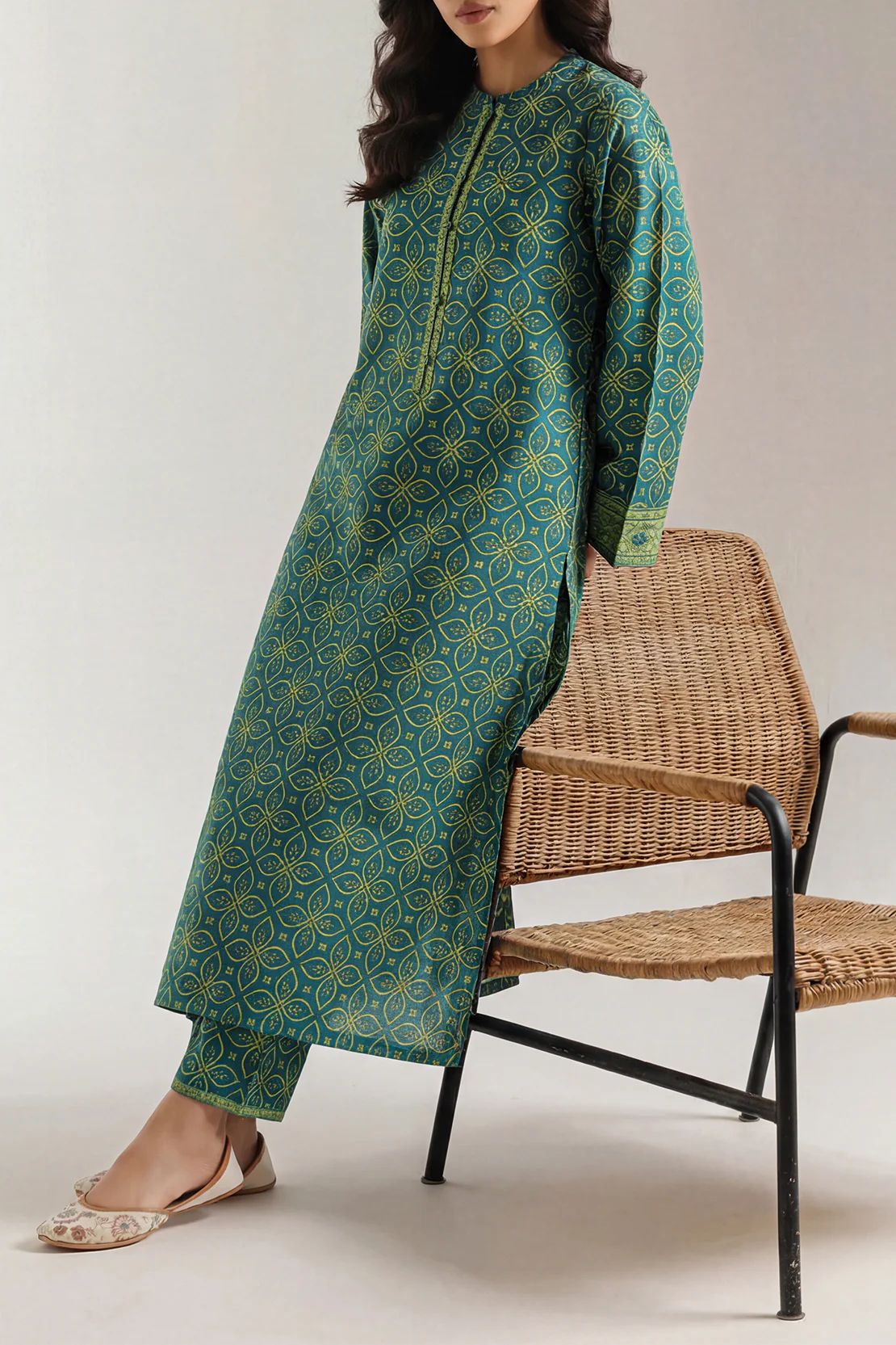 Unstitched Printed Self Stripe Lawn 2 Piece (Shirt/Trouser)