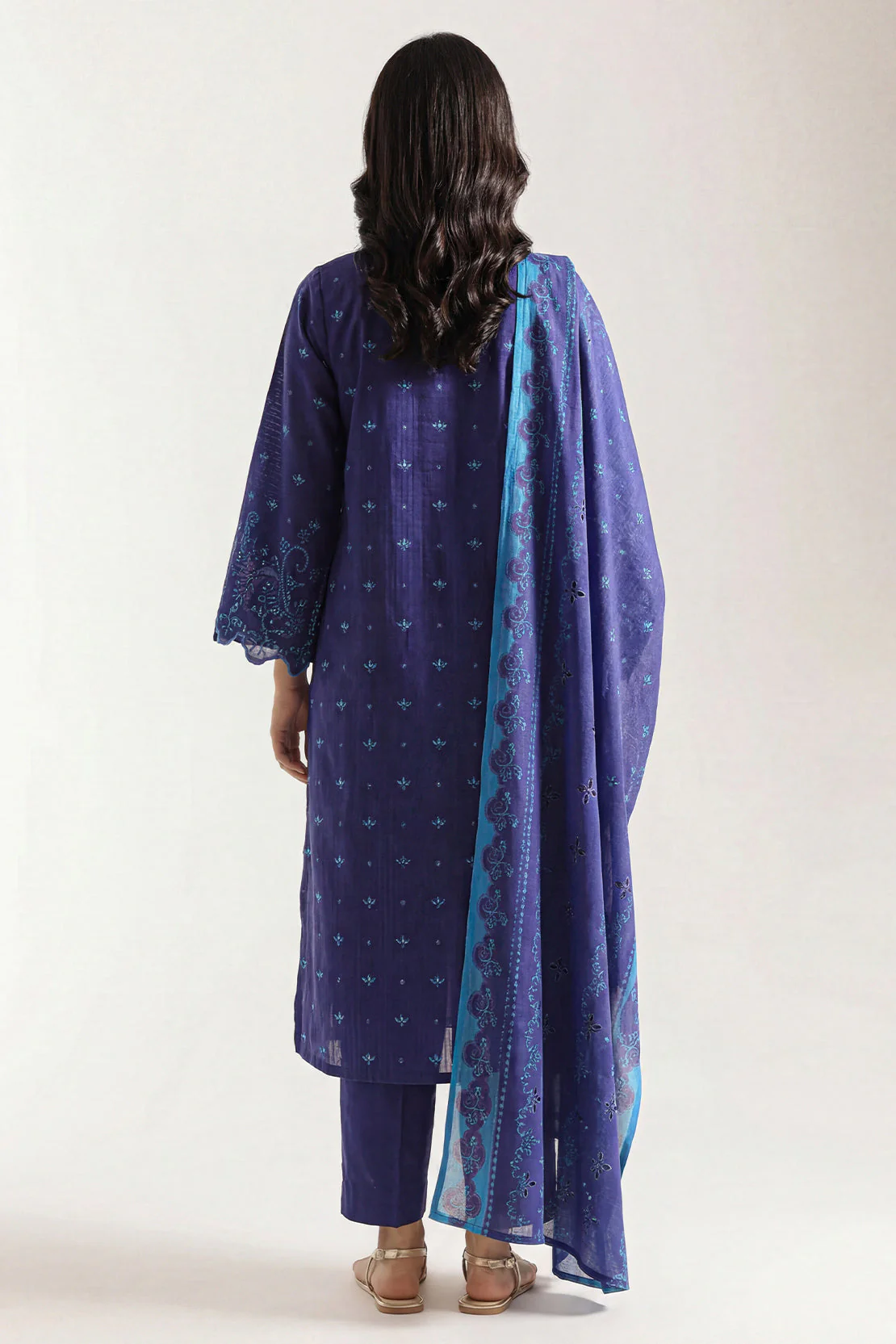 Unstitched Printed Self Stripe Lawn 3 Piece - Image 4
