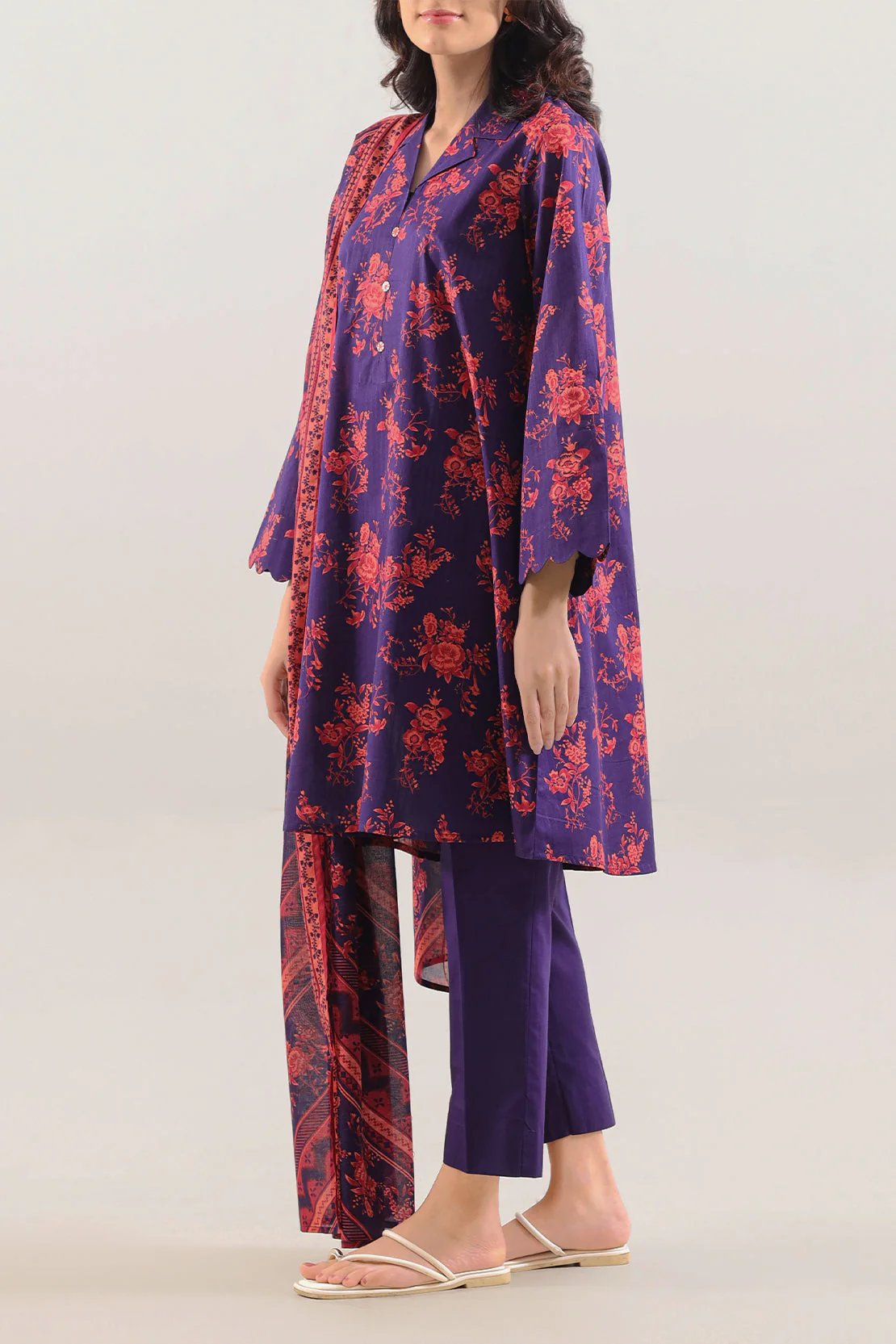 Unstitched Printed Strip Lawn 3 Piece - Image 3