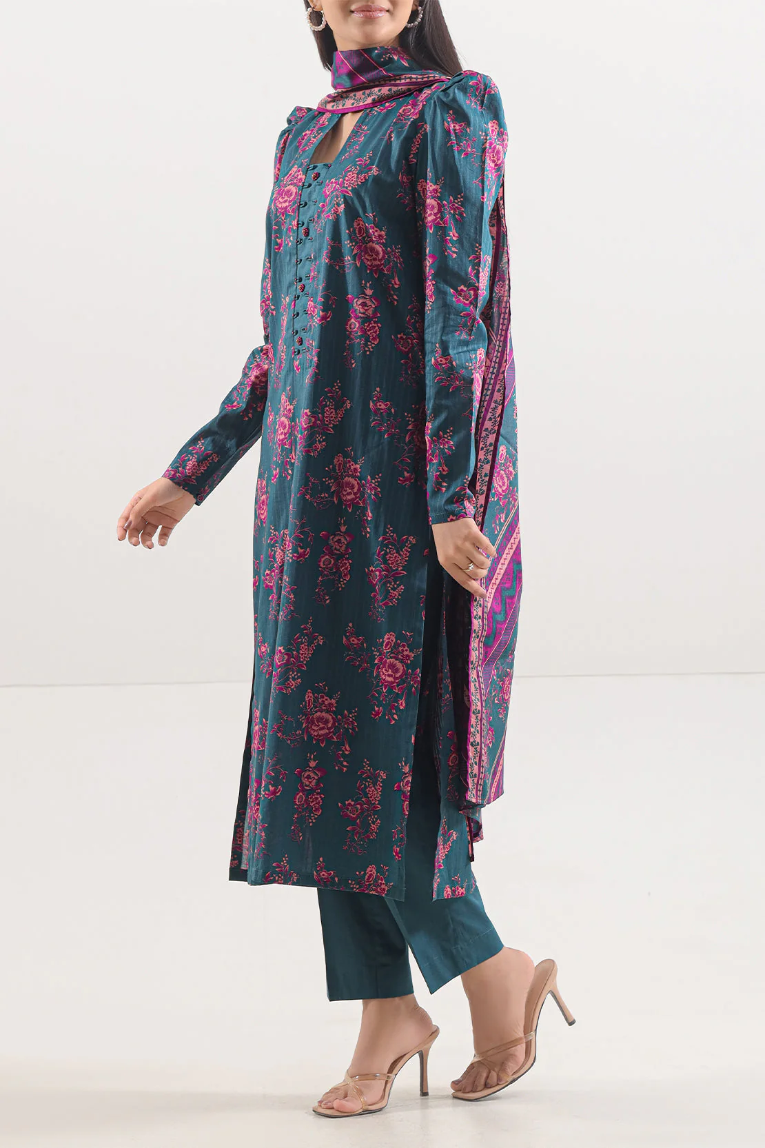 Unstitched Printed Strip Lawn 3 Piece - Image 2