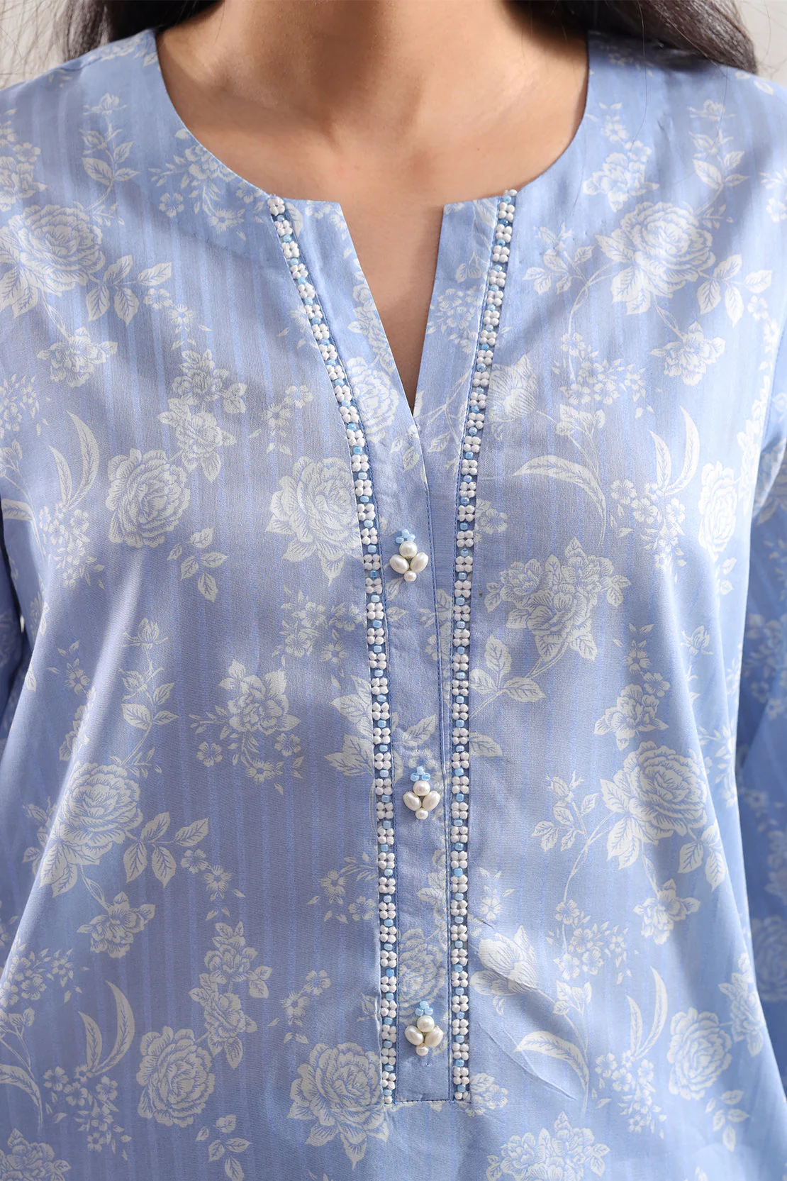Unstitched Printed Strip Lawn 3 Piece - Image 4